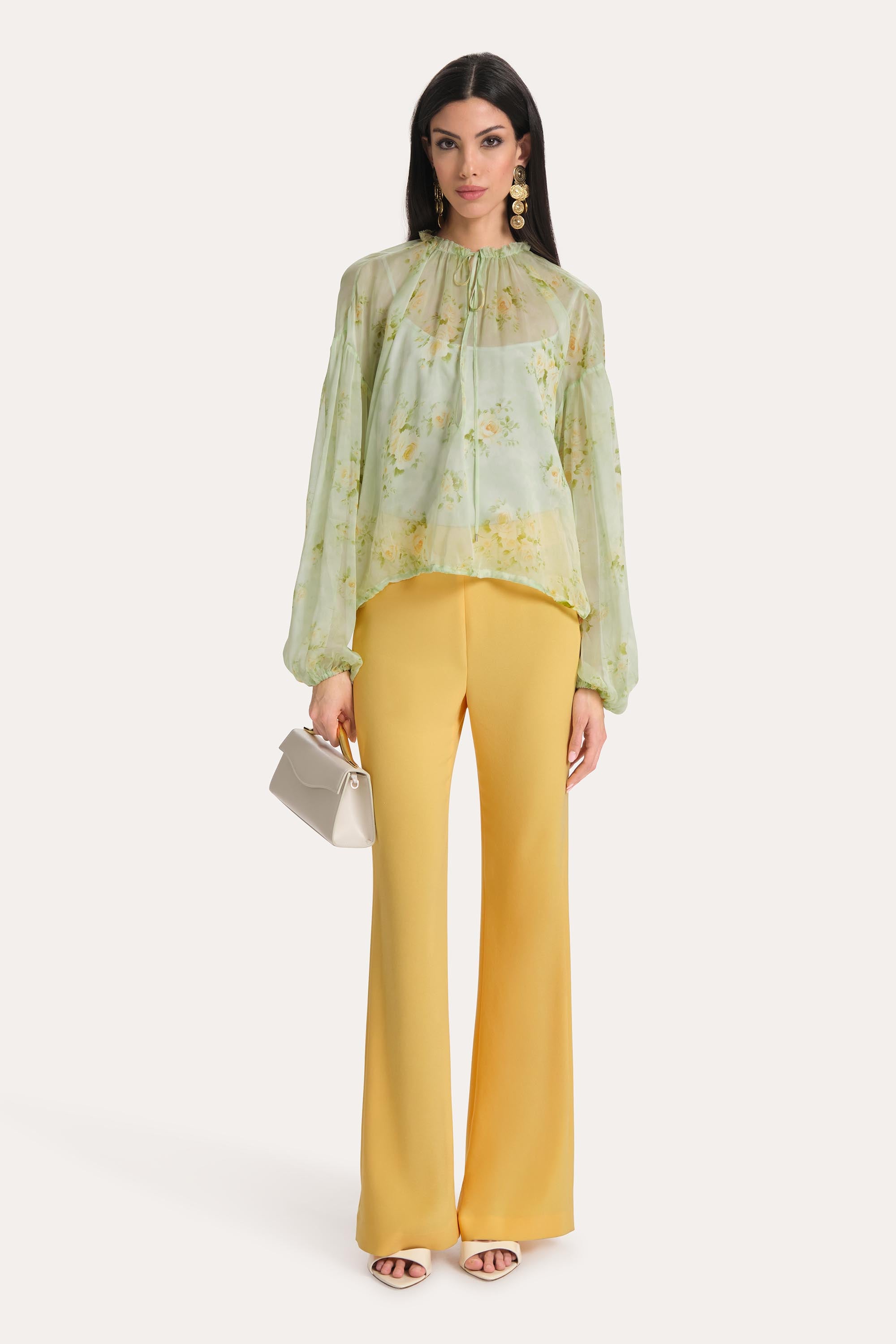 Elie Tahari Messa bluzka szyfonowa Petal Fade balonowy rękaw