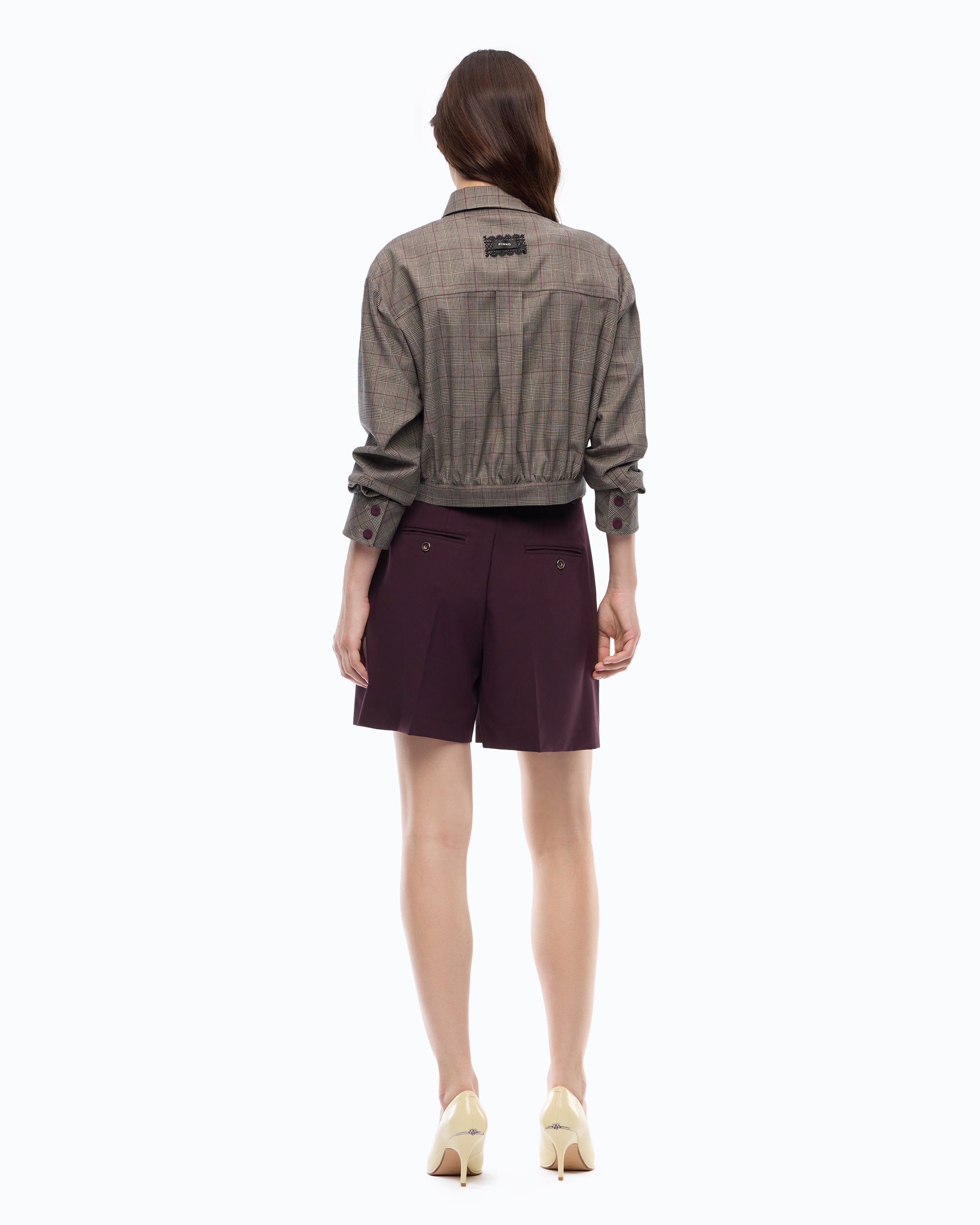 Pinko Oncidium Overshirt krata wełna krótka koszula