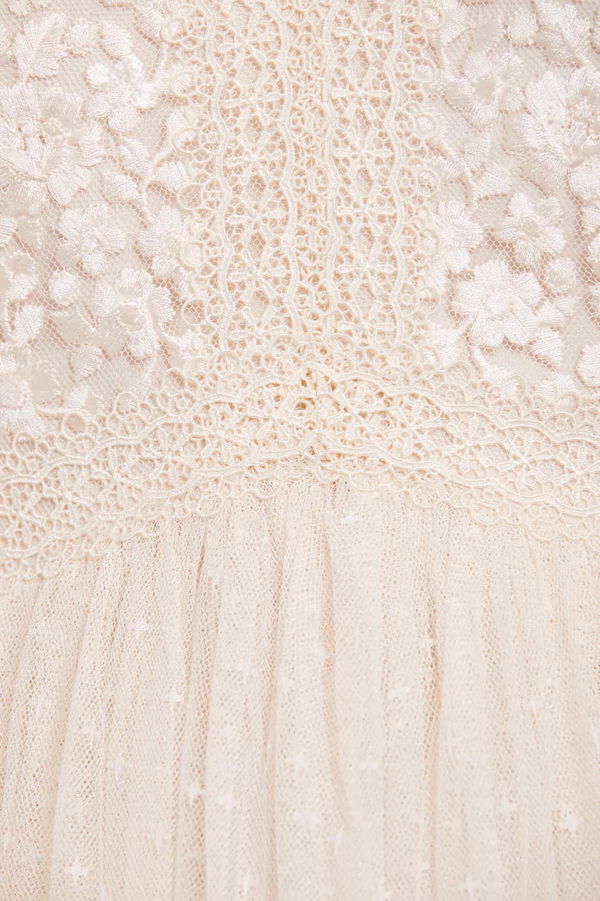 Needle & Thread Celestia Ribbon sukienka koktajlowa cream haft