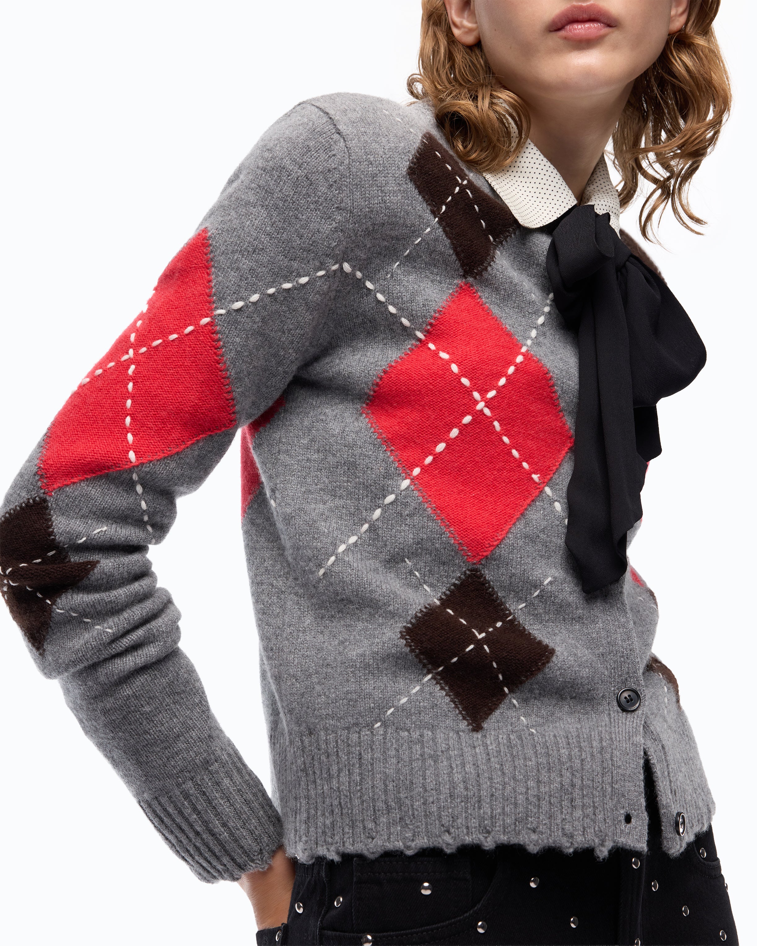 Pinko Cardiff Cardigan kardigan wełniany romby