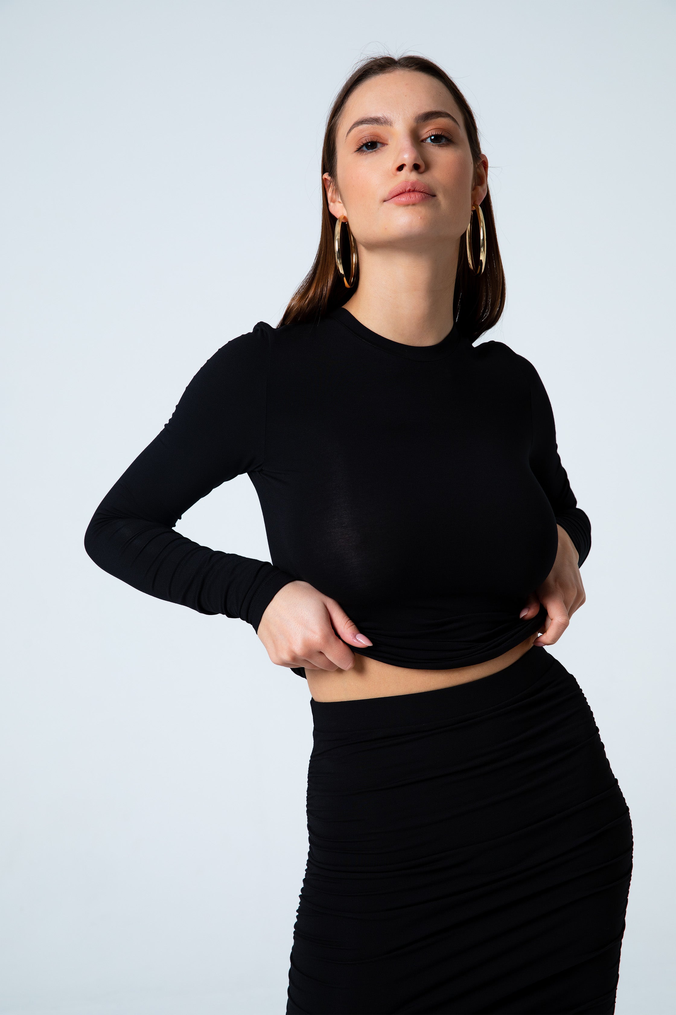 Nudyess Longsleeve bluzka modalowa czarna