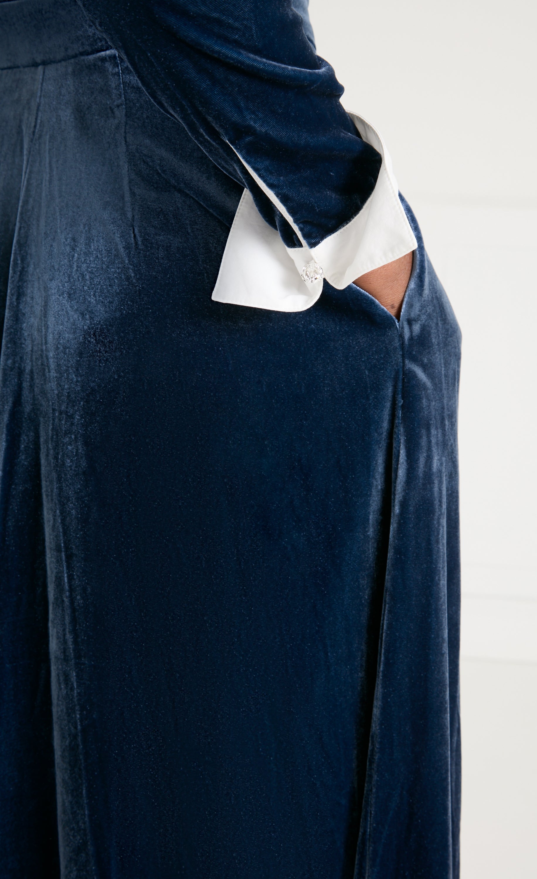 Temperley London Pompidou sukienka Slate Blue midi aksamit
