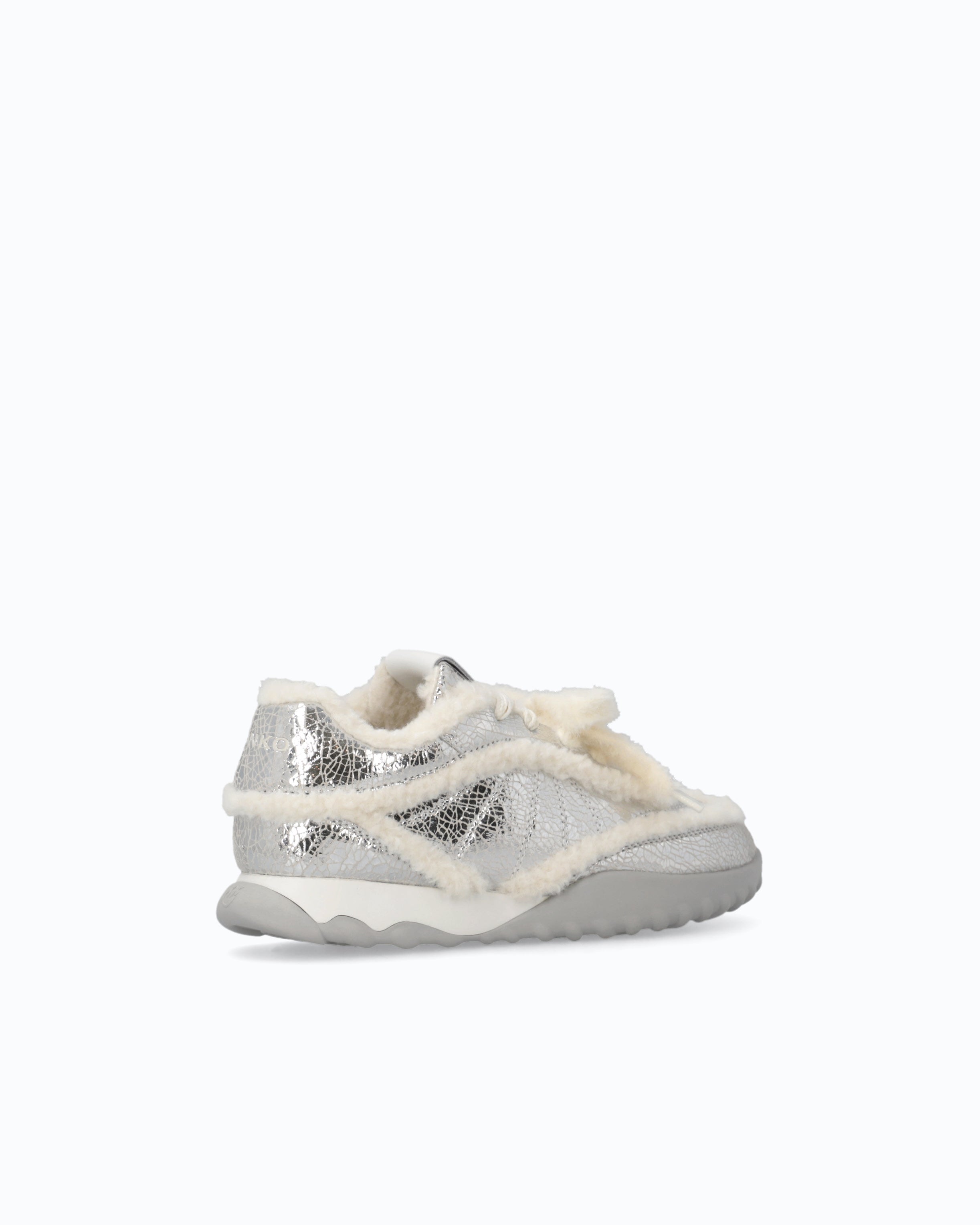 Pinko Gea 02 sneakersy skórzane szare futerko