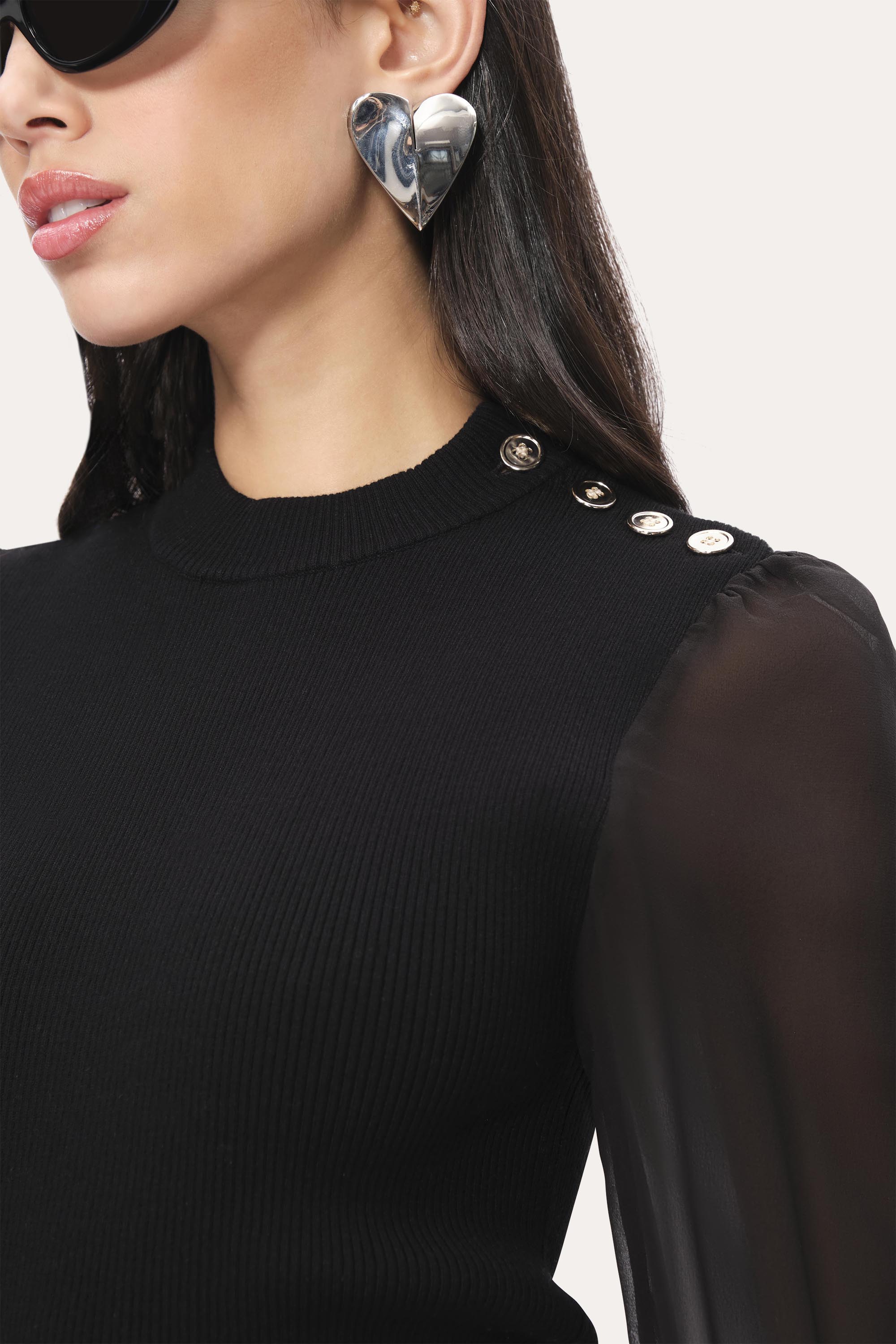 Elie Tahari Chiffon sweter dzianinowy Black