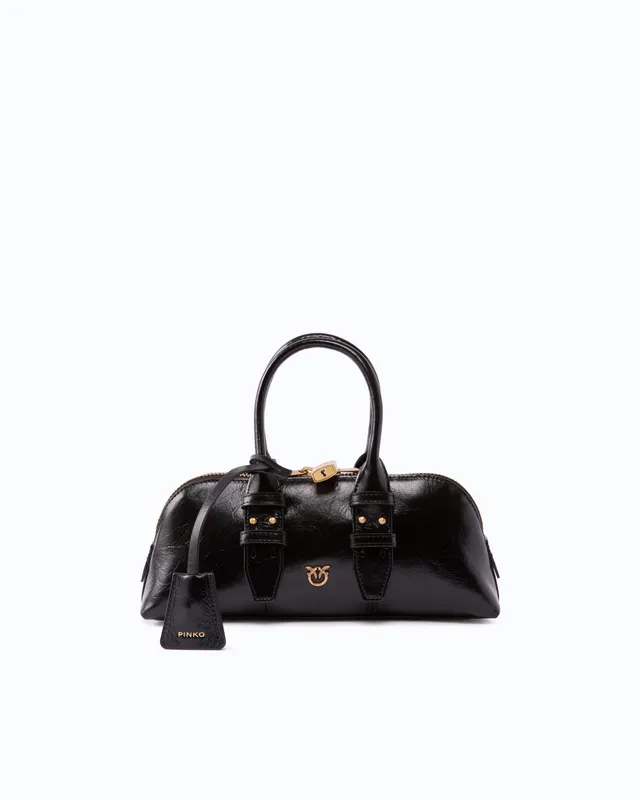 Pinko Escape Bag Horizontal torebka skórzana czarna mała