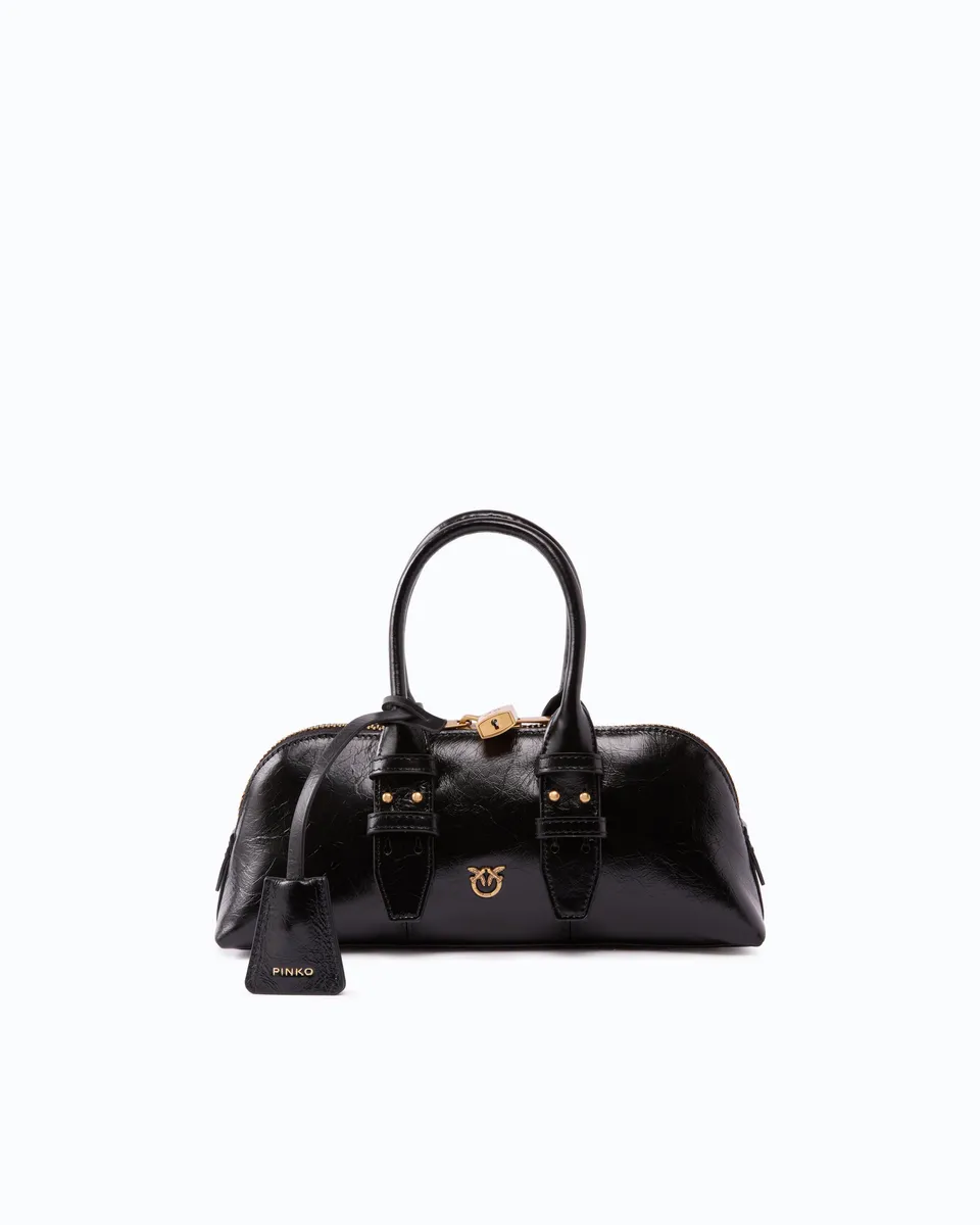 Pinko Escape Bag Horizontal torebka skórzana czarna mała