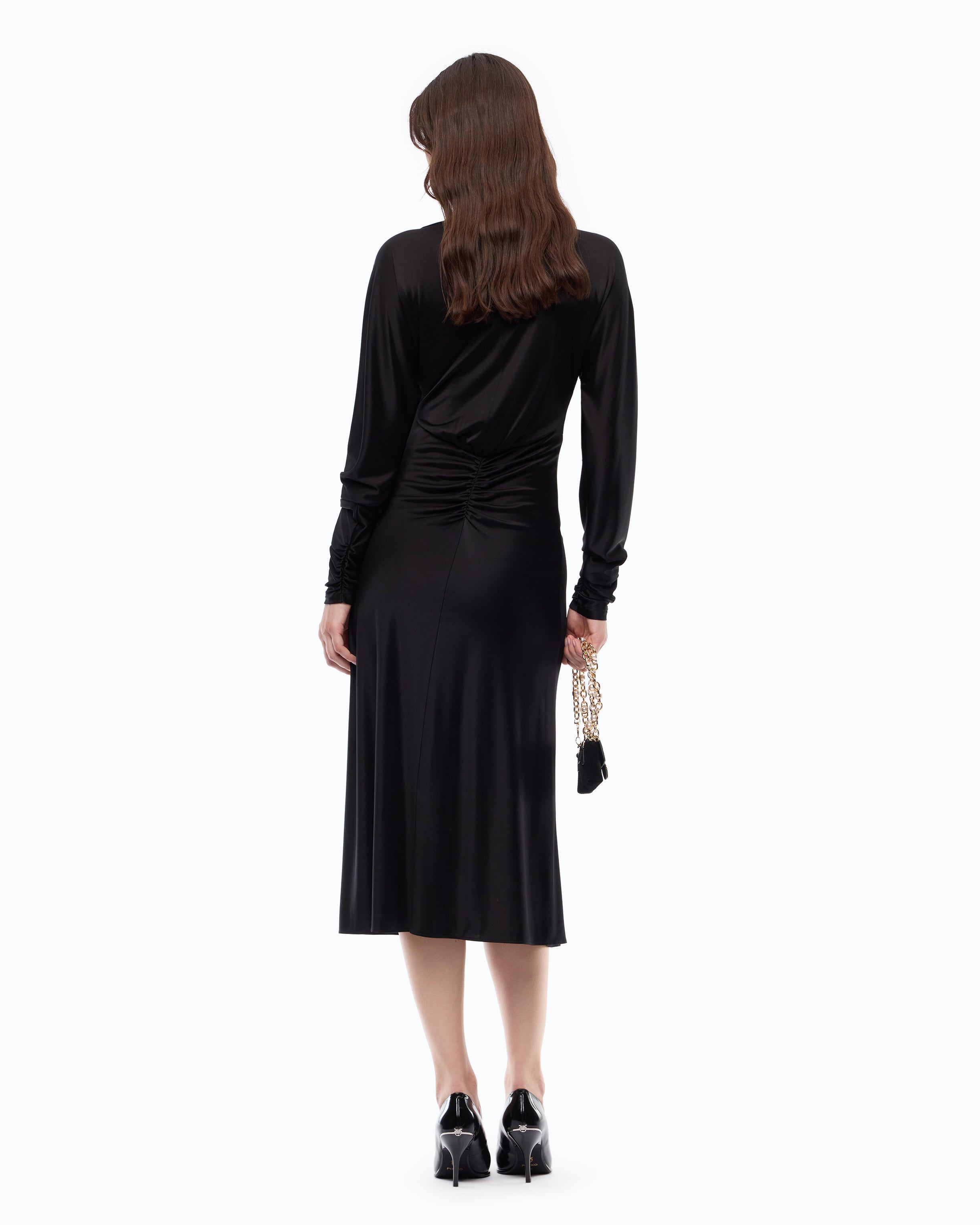 Pinko Lybra Dress sukienka midi czarna satyna