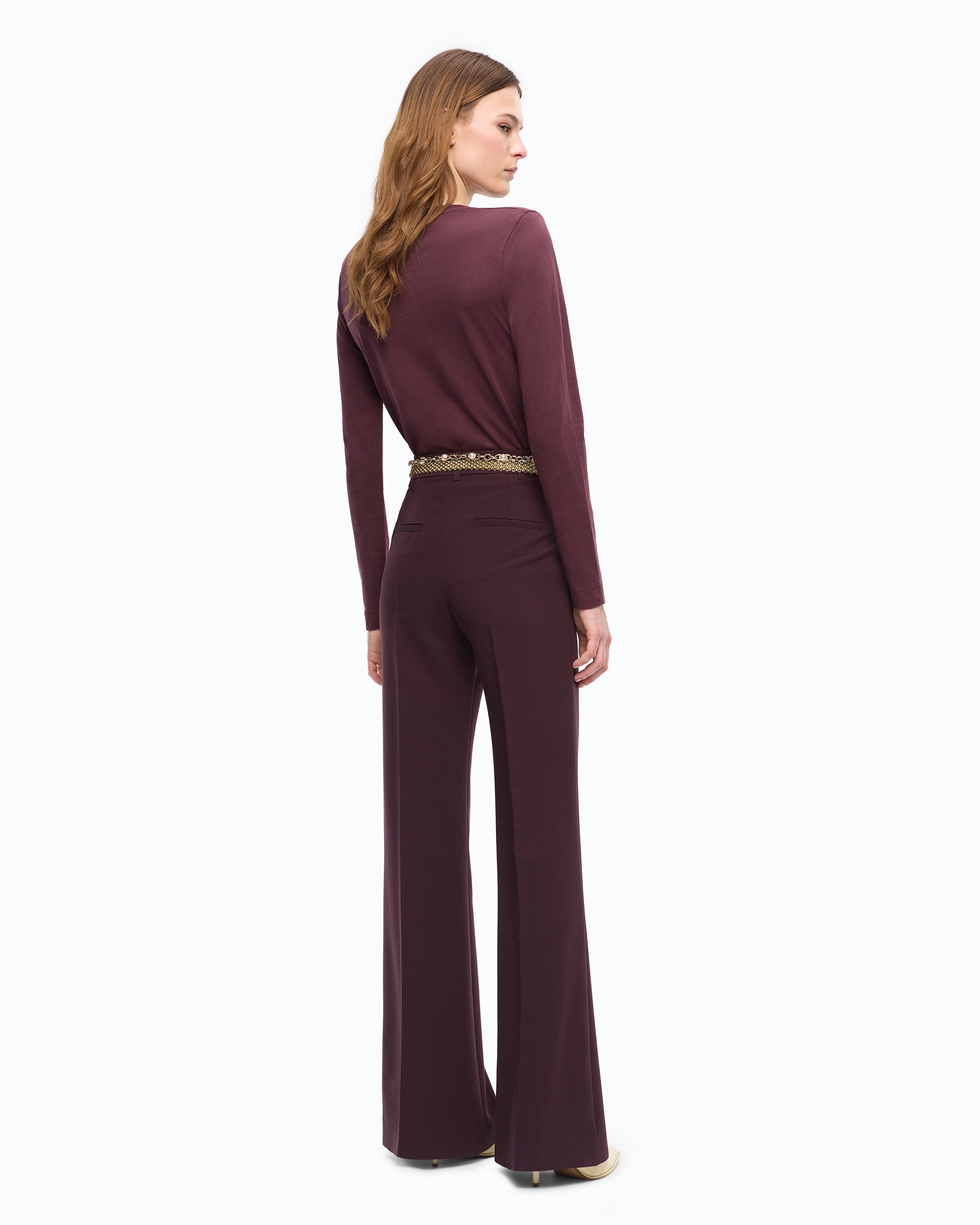 Pinko Petalo Pants spodnie palazzo bordowe