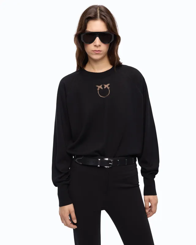 Pinko Lanzarote sweter wełniany Love Birds devore