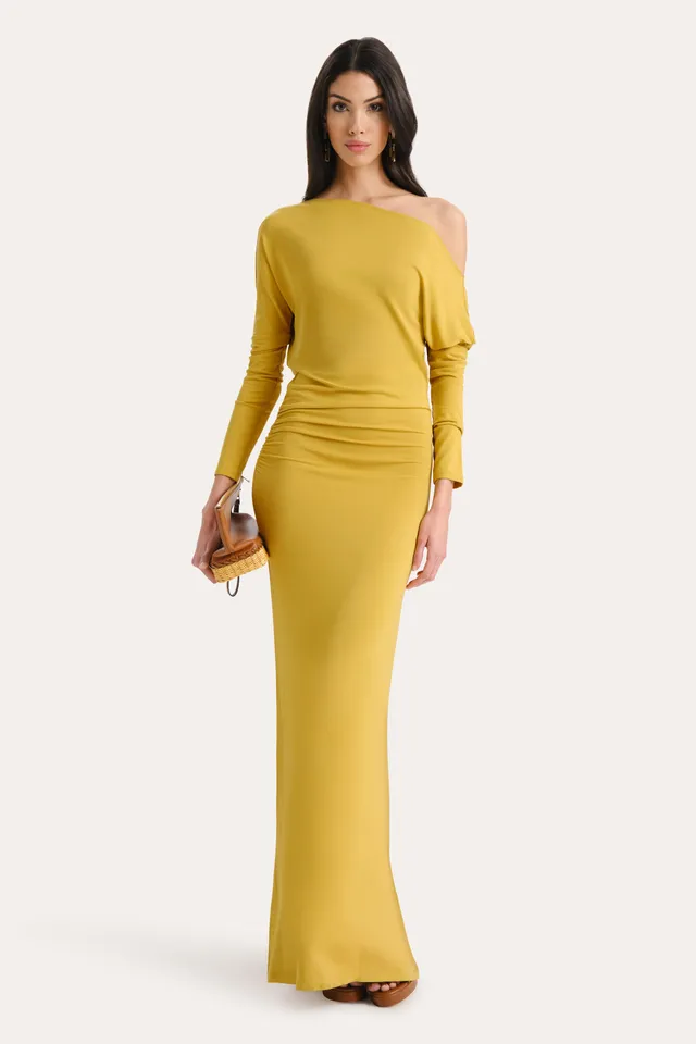 Elie Tahari Maia E3522606 sukienka maxi żółta hiszpanka