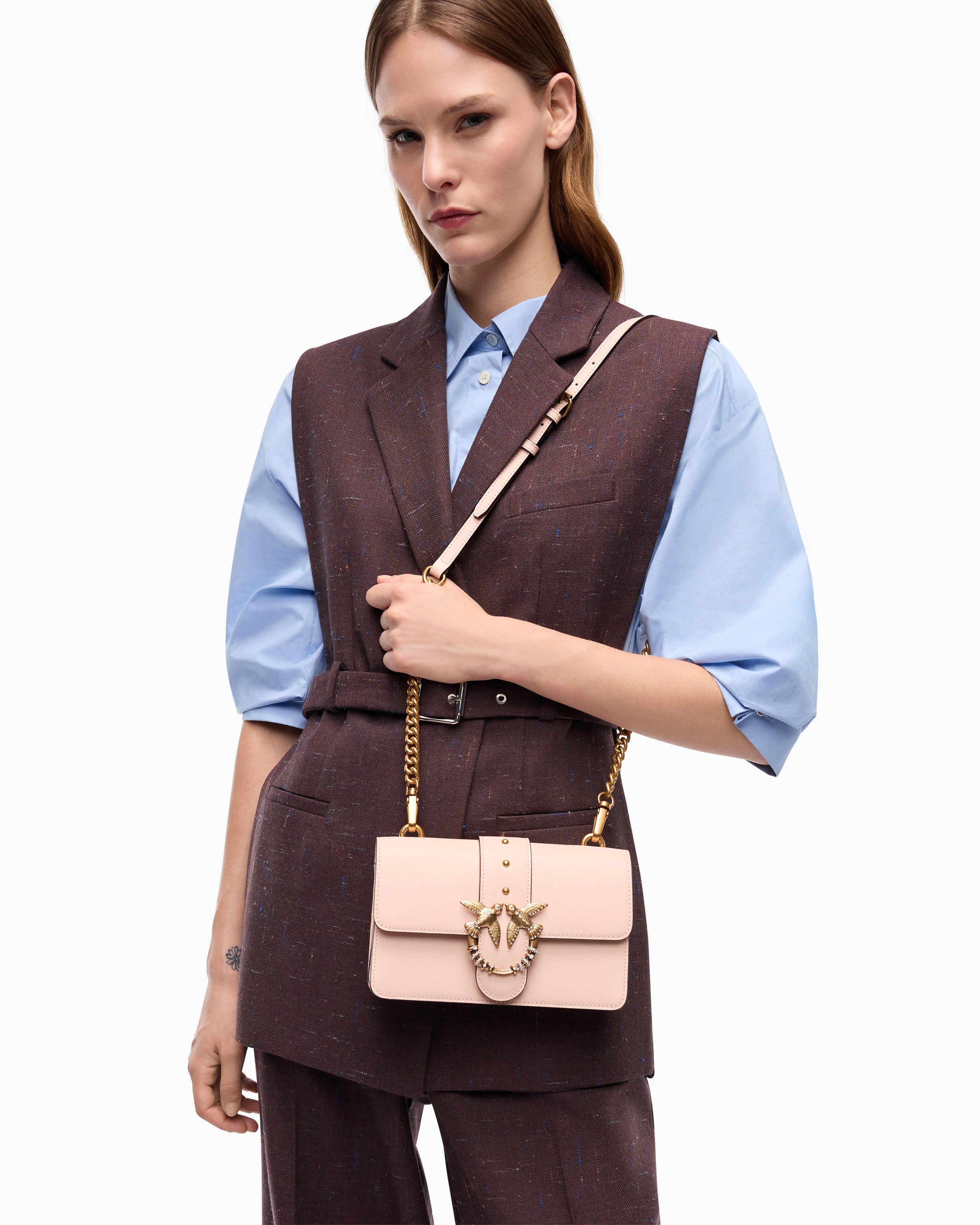 Pinko Love Bag One Mini New Buckle torebka skórzana
