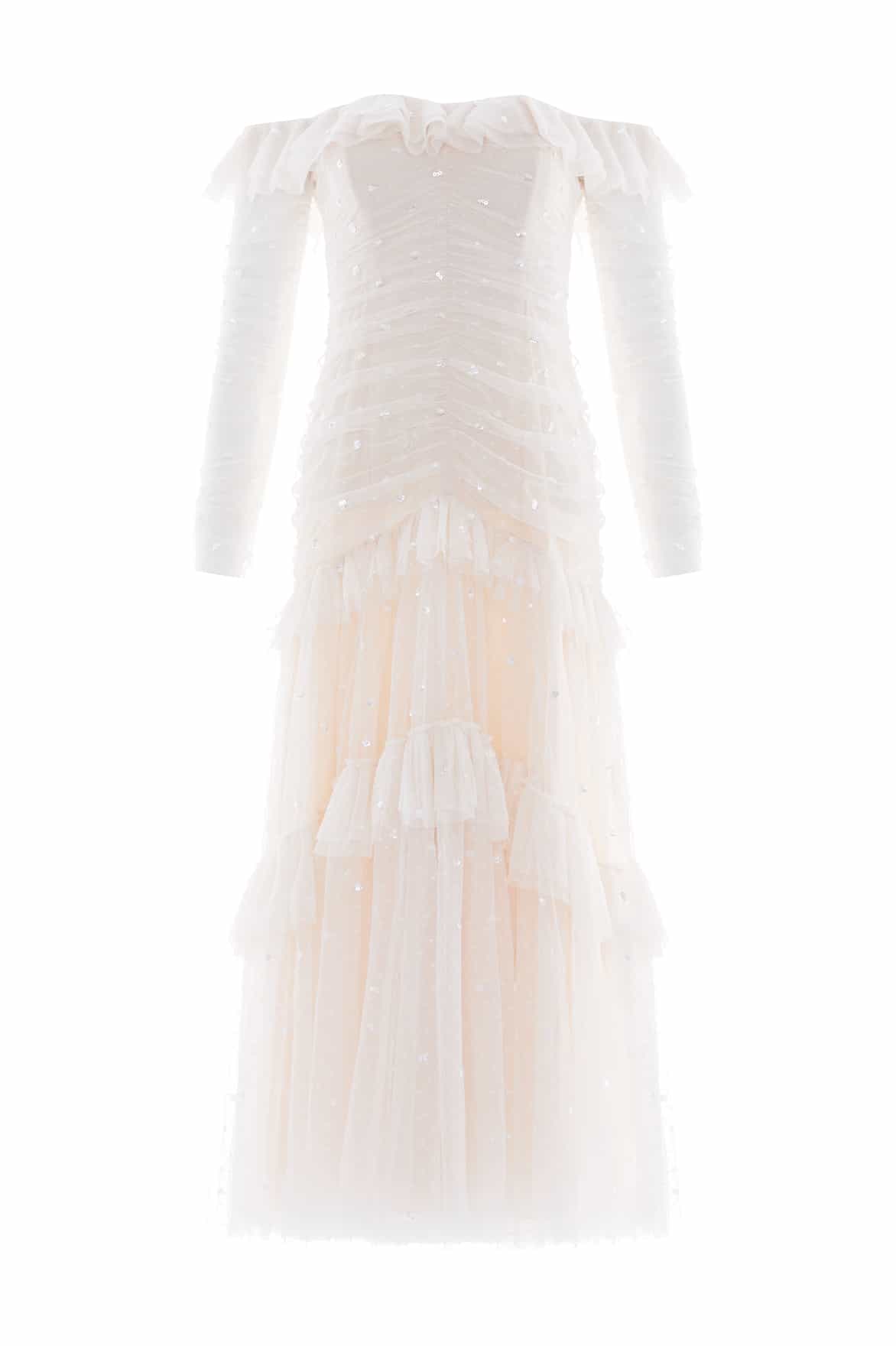 Needle & Thread Sequin Glimmer Gown sukienka kremowa maxi
