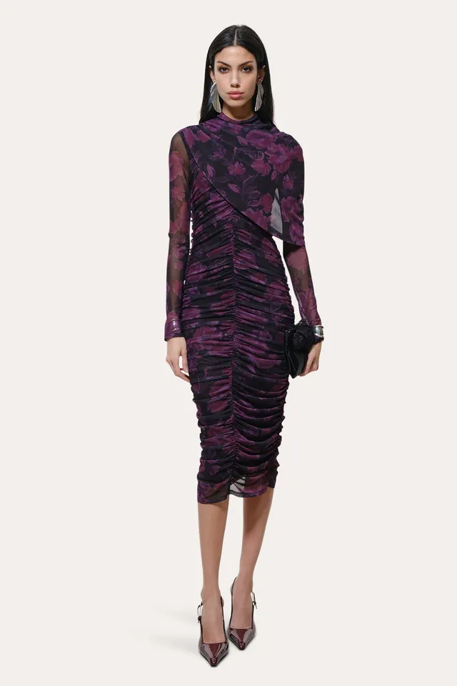 Elie Tahari Georgia sukienka wild rose midi bodycon