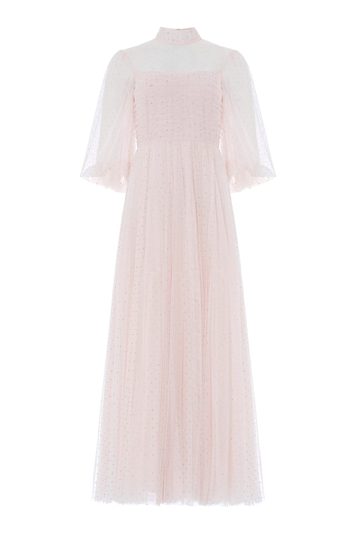 Needle & Thread Amaya Shimmer Long Sleeve Gown suknia różowa
