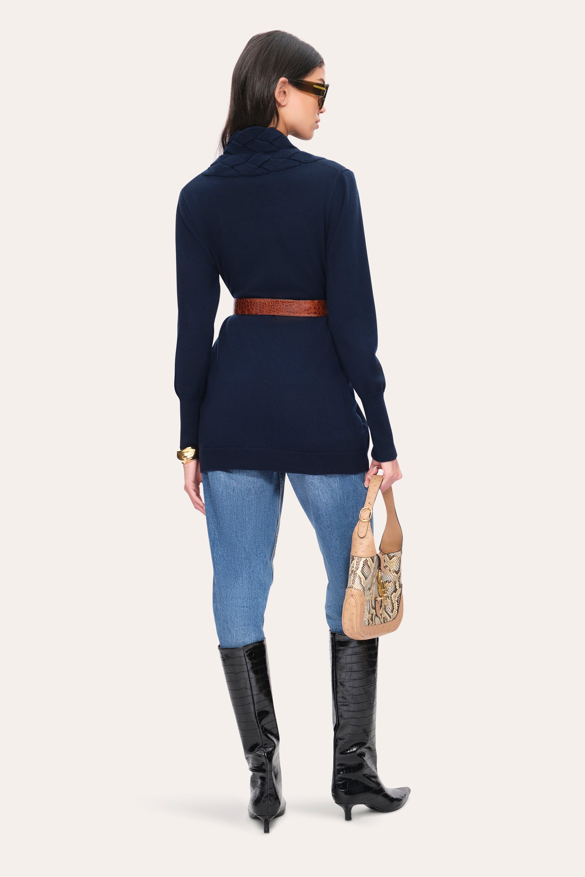 Elie Tahari E95X5504 kardigan granatowy merino
