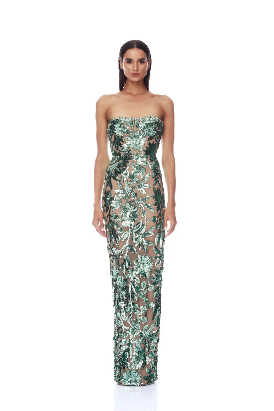 Bronx and Banco Dahlia Teal Strapless sukienka morska