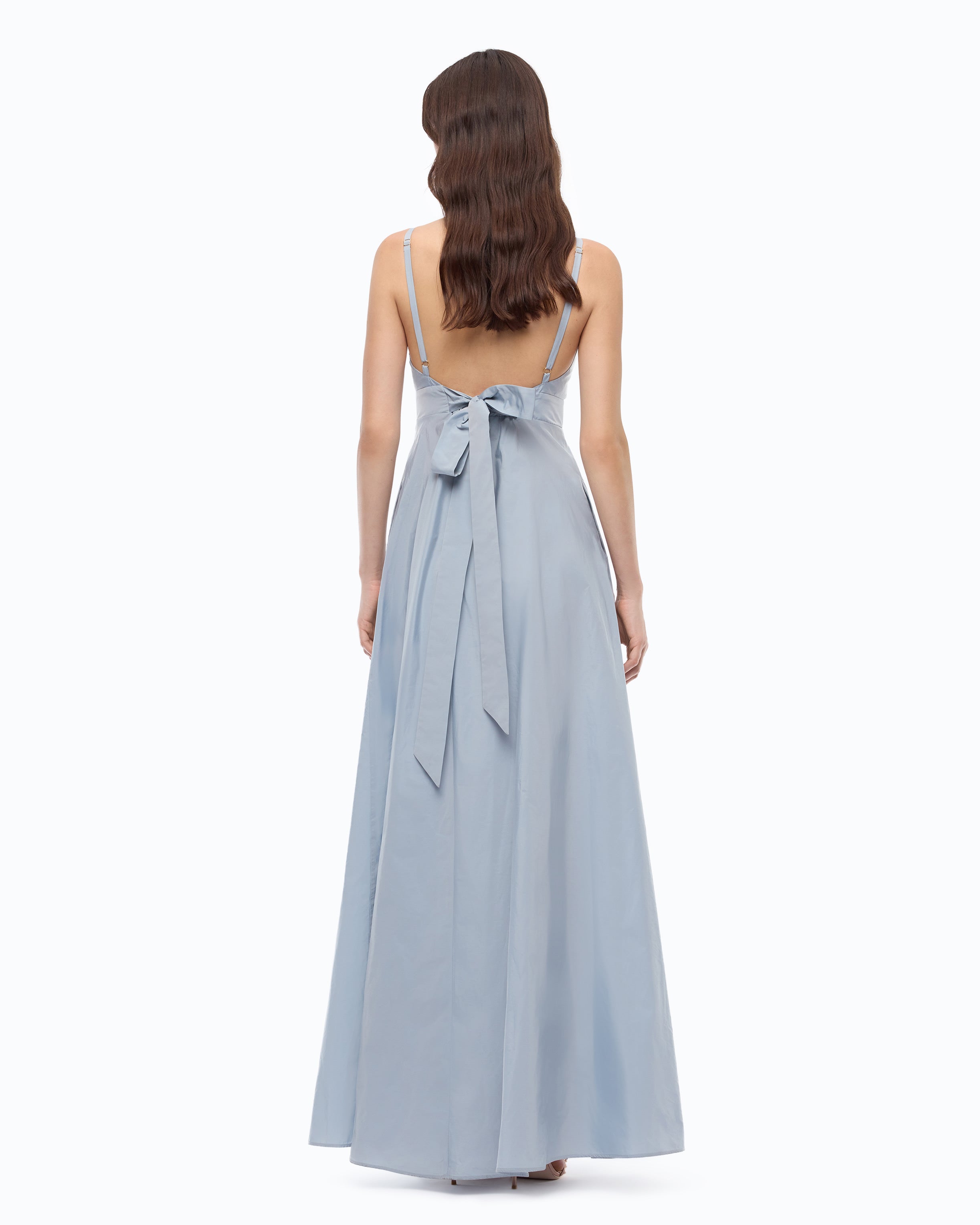 Pinko Cherokee Dress sukienka długa błękitna tafta