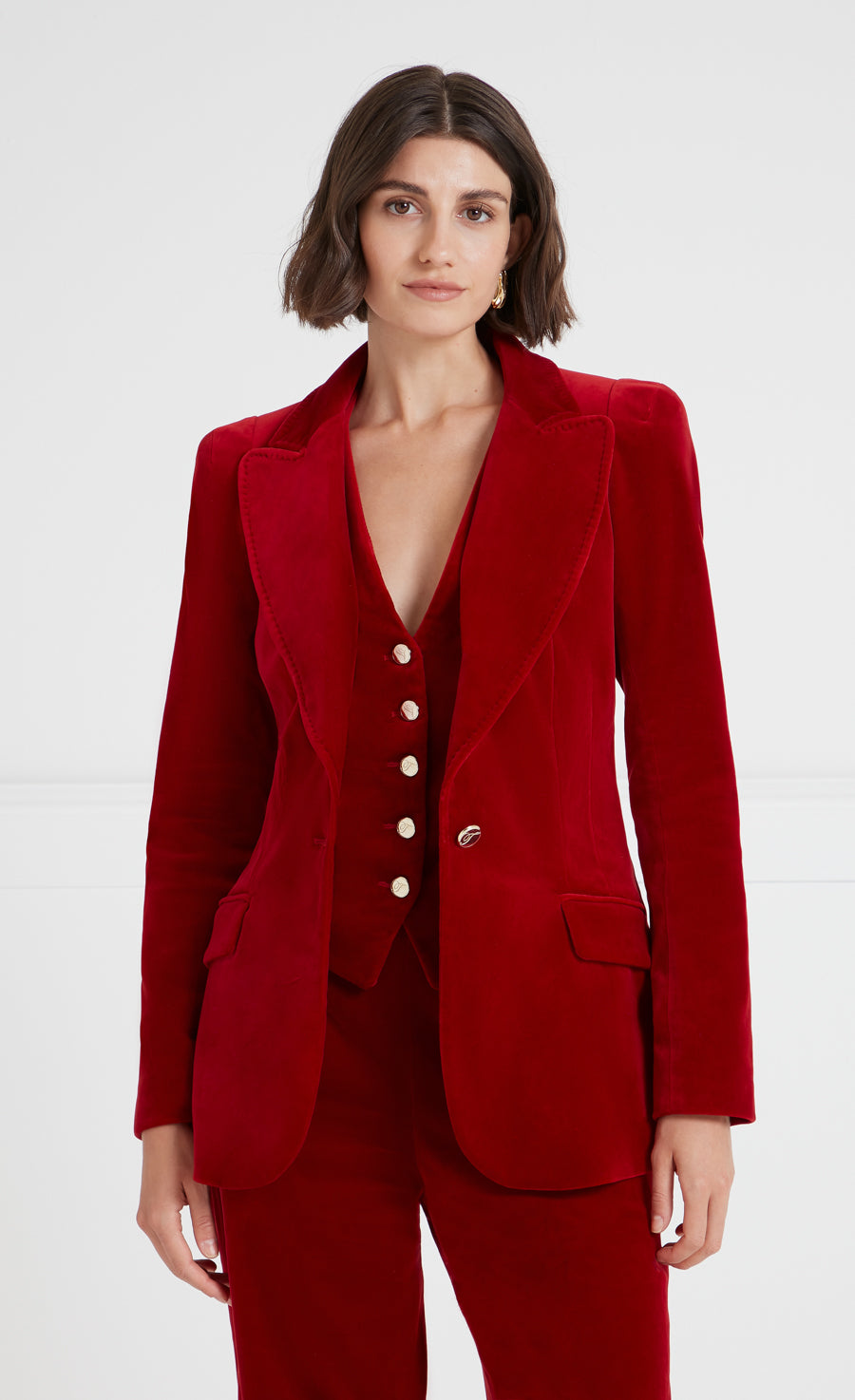 Temperley London Clove Velvet marynarka bordowa 2% elastan