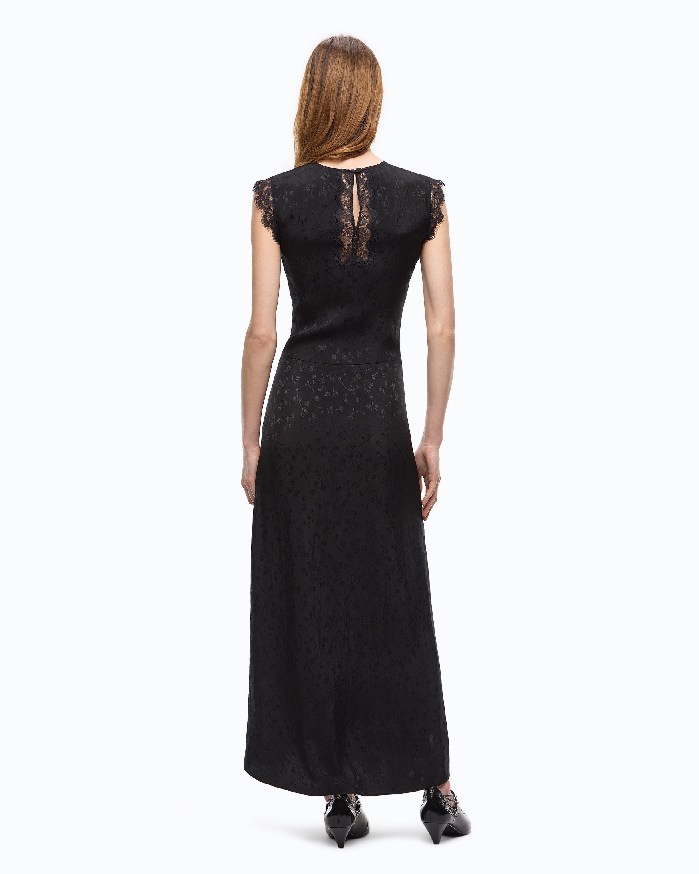 Pinko Alpinia Dress sukienka czarna długa koronka