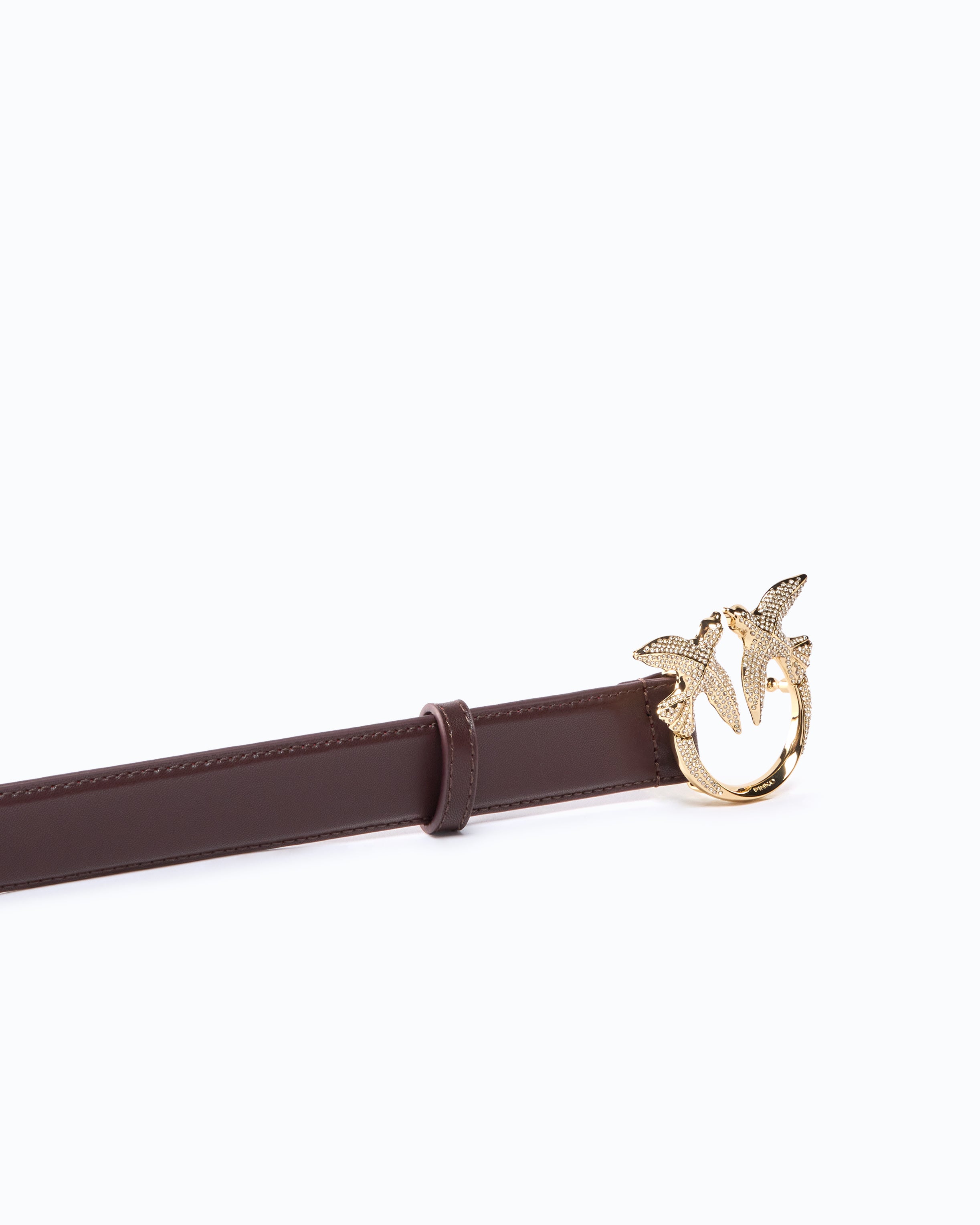 Pinko Love Berry pasek skórzany 2,5 cm kryształki