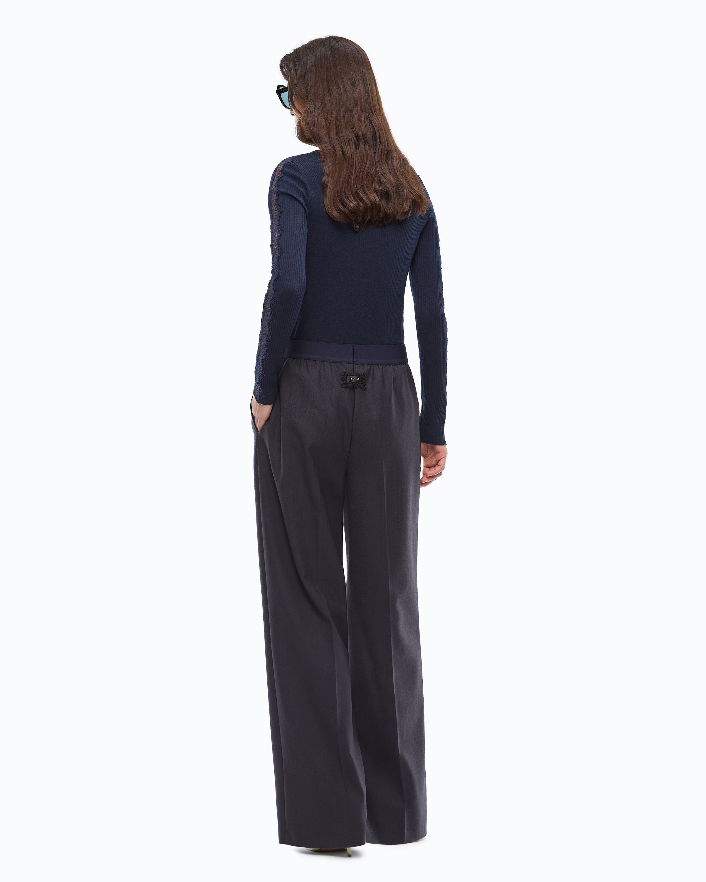 Pinko Phaius Pants spodnie palazzo niebieskie wełniane