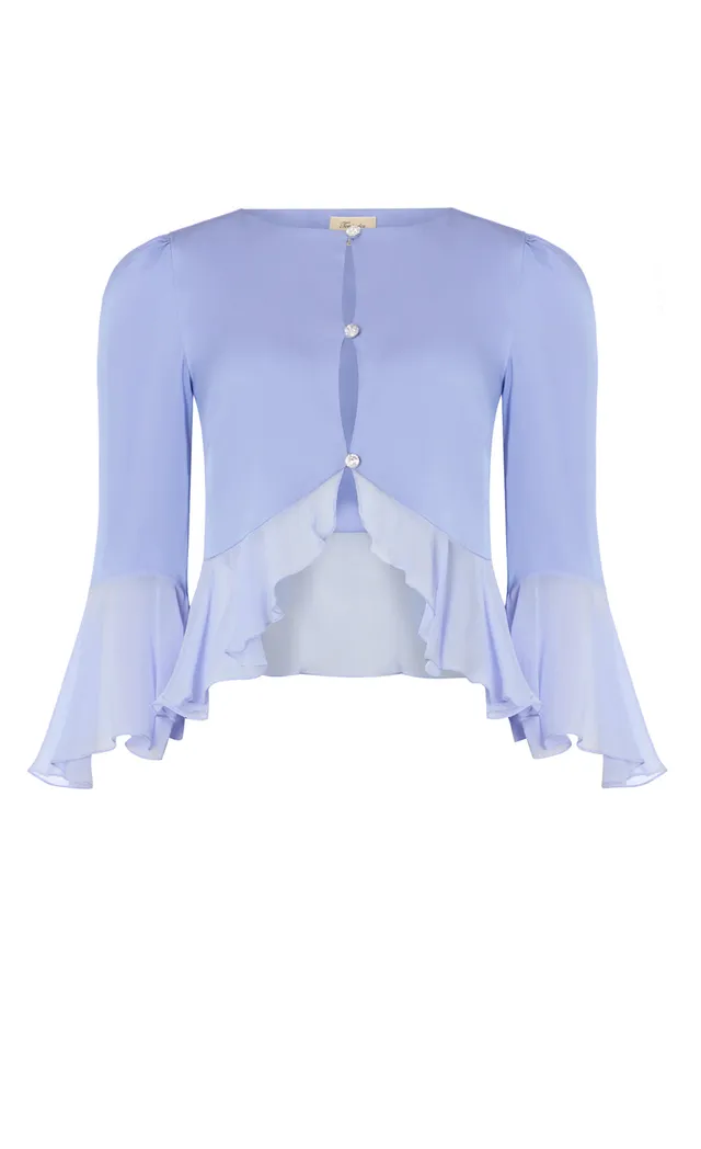 Temperley London Leilani żakiet jedwabny błękitny kryształy