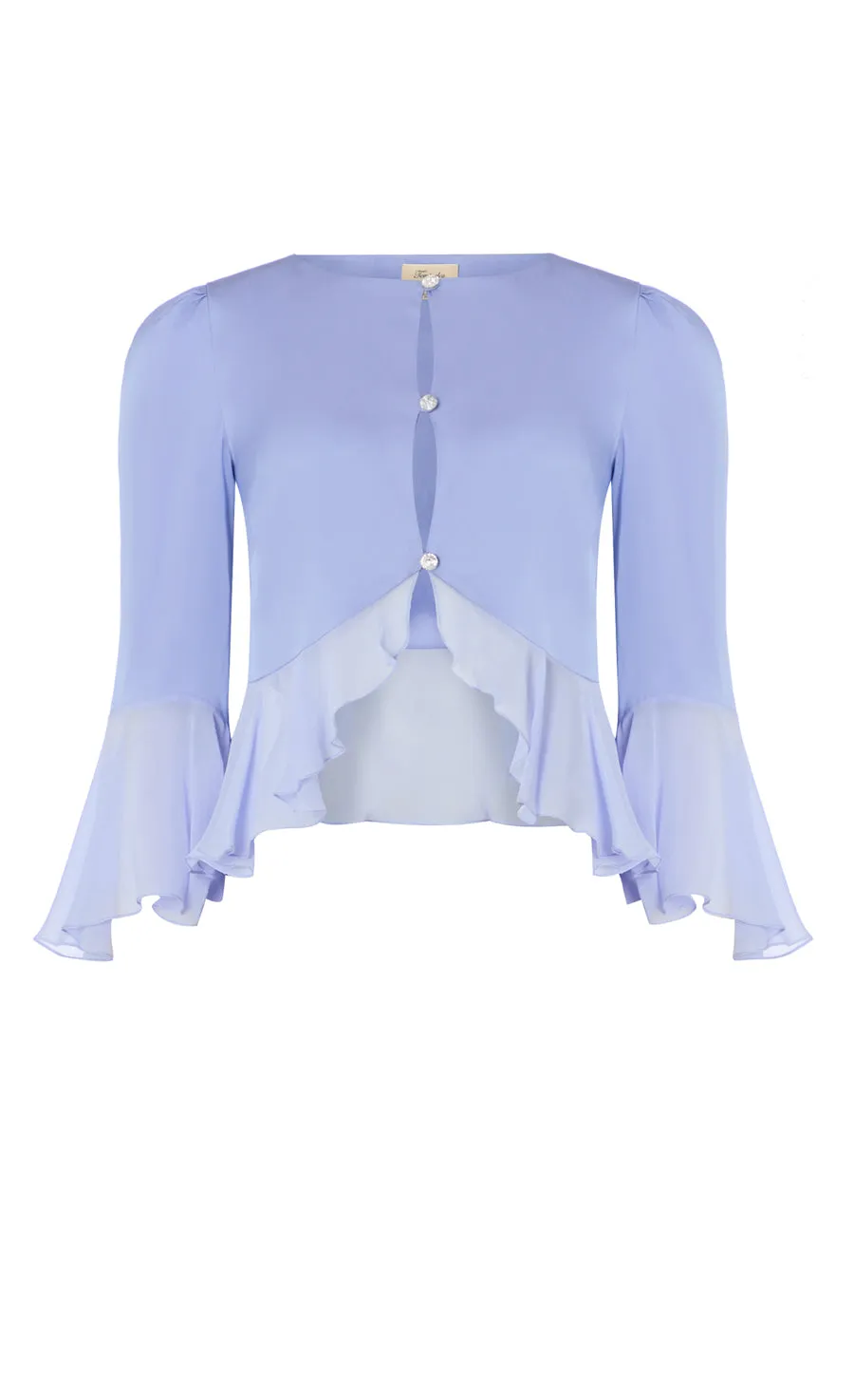 Temperley London Leilani żakiet jedwabny błękitny kryształy