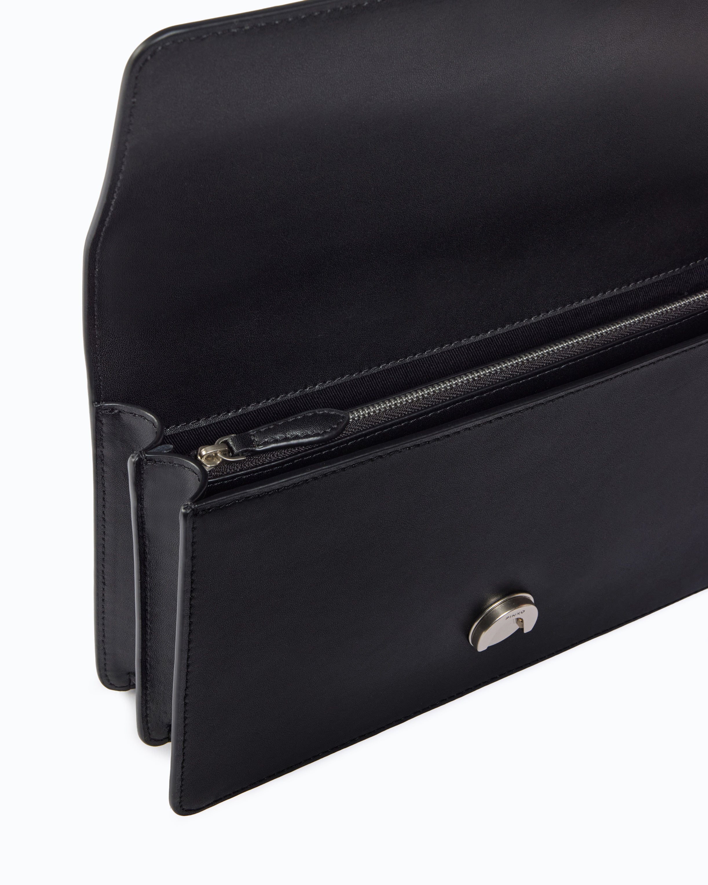 Pinko Love Bag One New Buckle torebka czarna skórzana