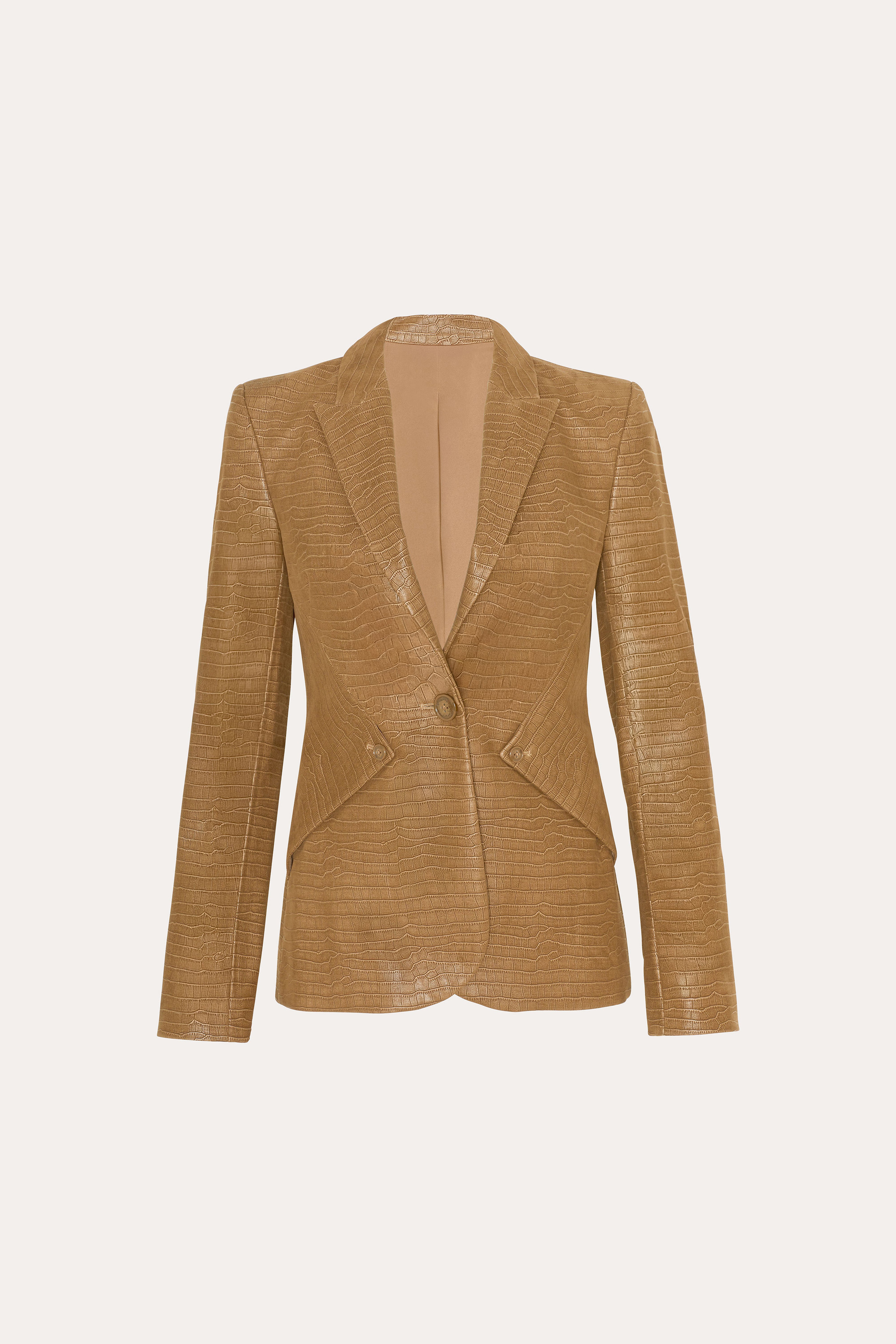 Elie Tahari Crocodile Panel marynarka karmelowa