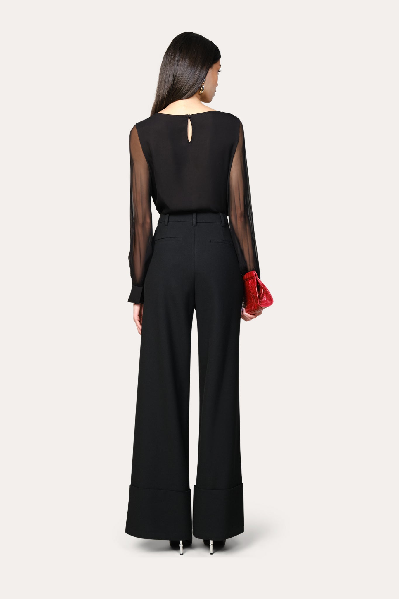 Elie Tahari Applique bluzka Black jedwabna