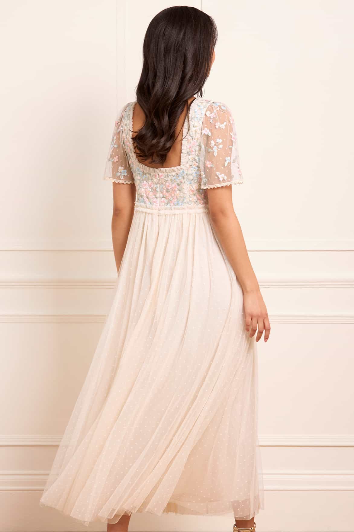 Needle & Thread Versailles Ditsy Bodice Ankle Gown sukienka kremowa