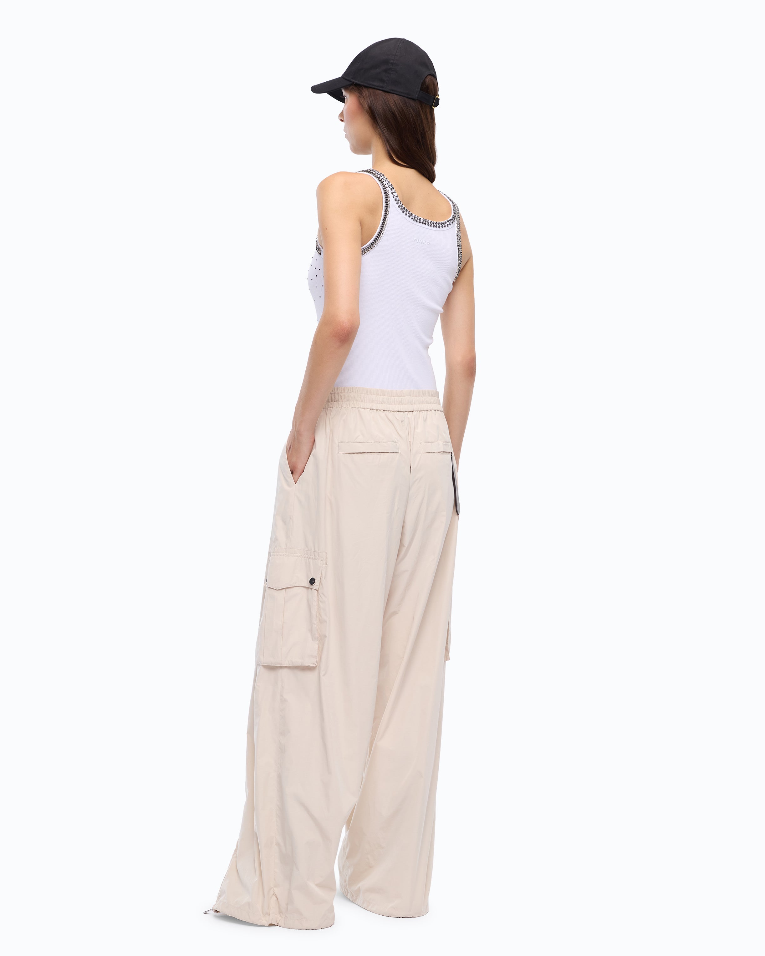 Pinko Coriandoli Tank Top biały w kryształki