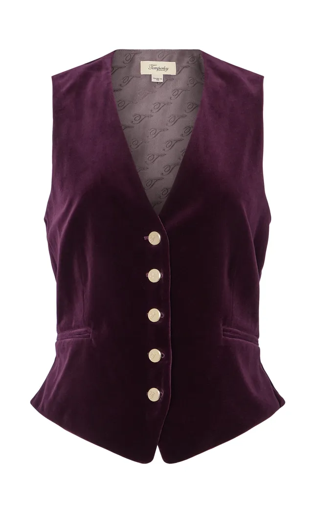 Temperley London Clove Velvet Waistcoat kamizelka Dark Amethyst