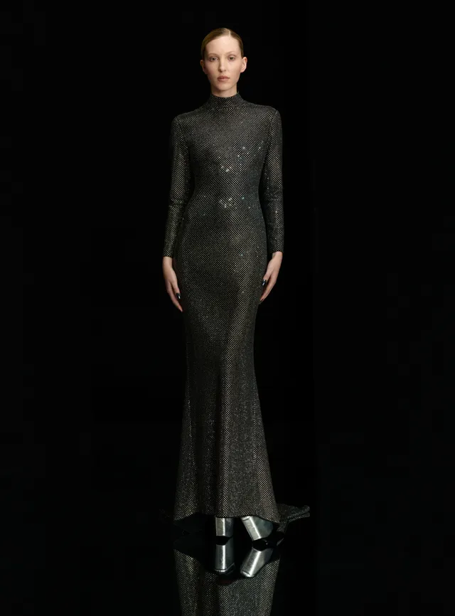 Solace London Vivienne Crystal Maxi sukienka cekinowa czarna