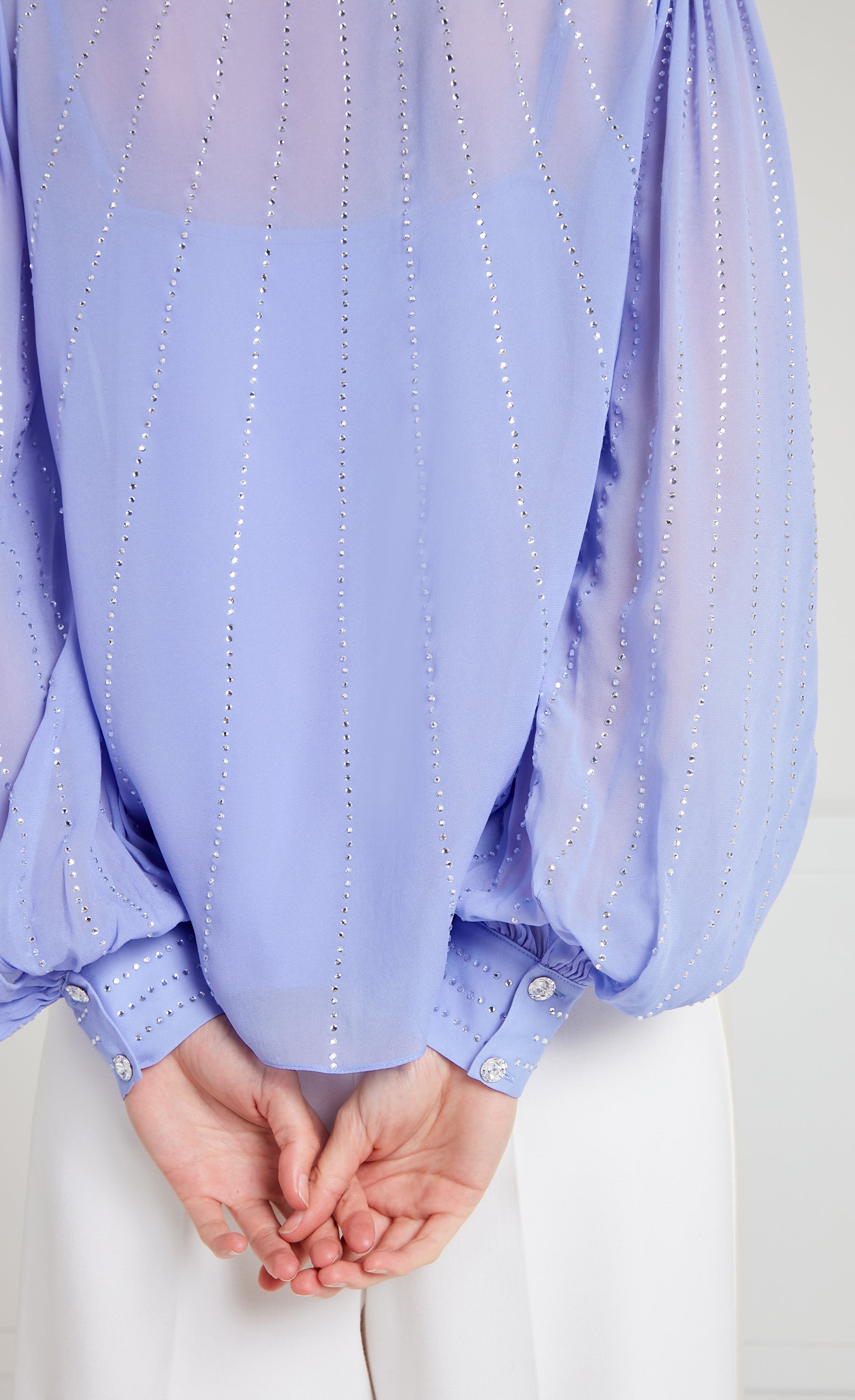 Temperley London Villanelle Shirt koszula Lavender Blue cyrkonie