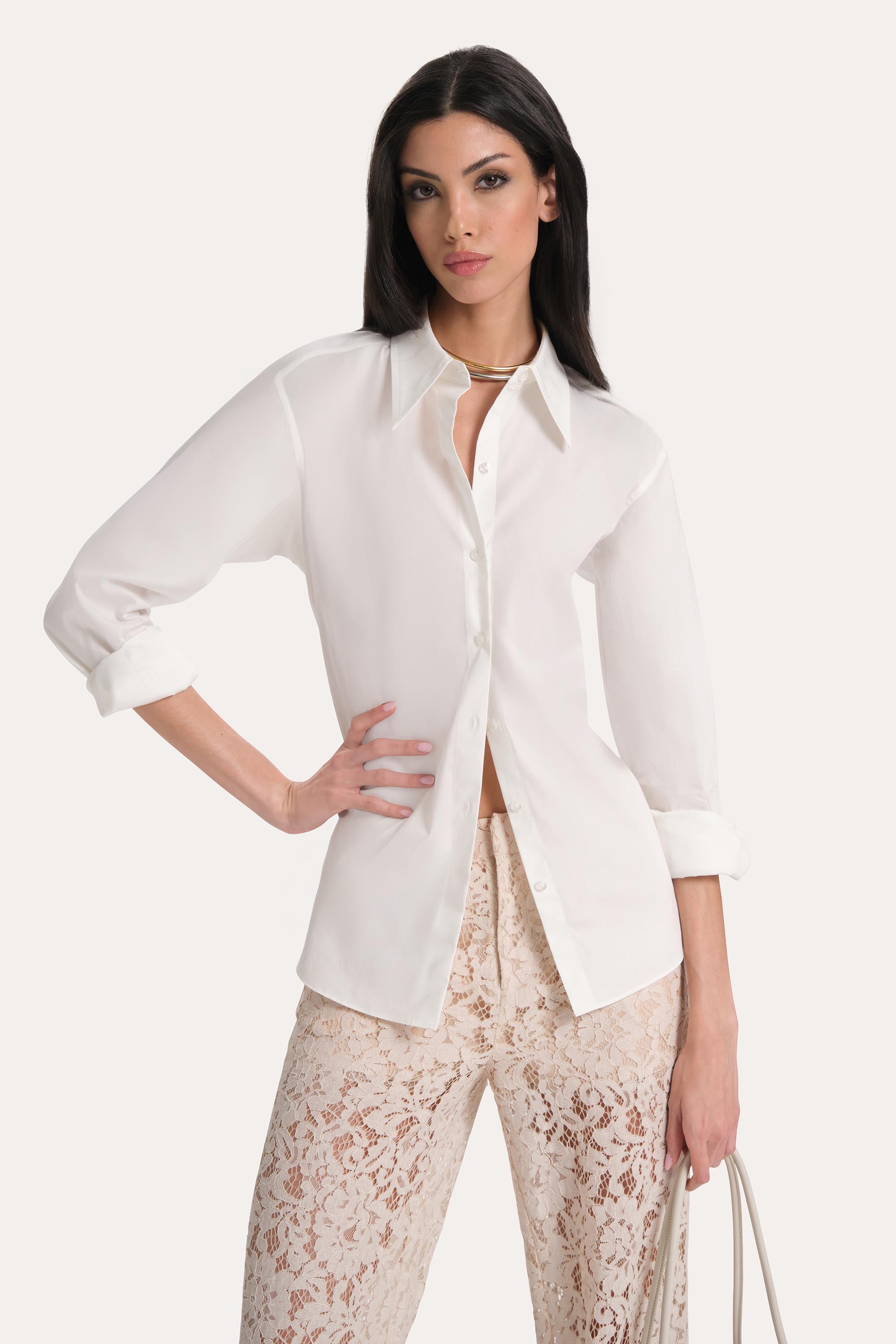 Elie Tahari Mari koszula White bawełniana