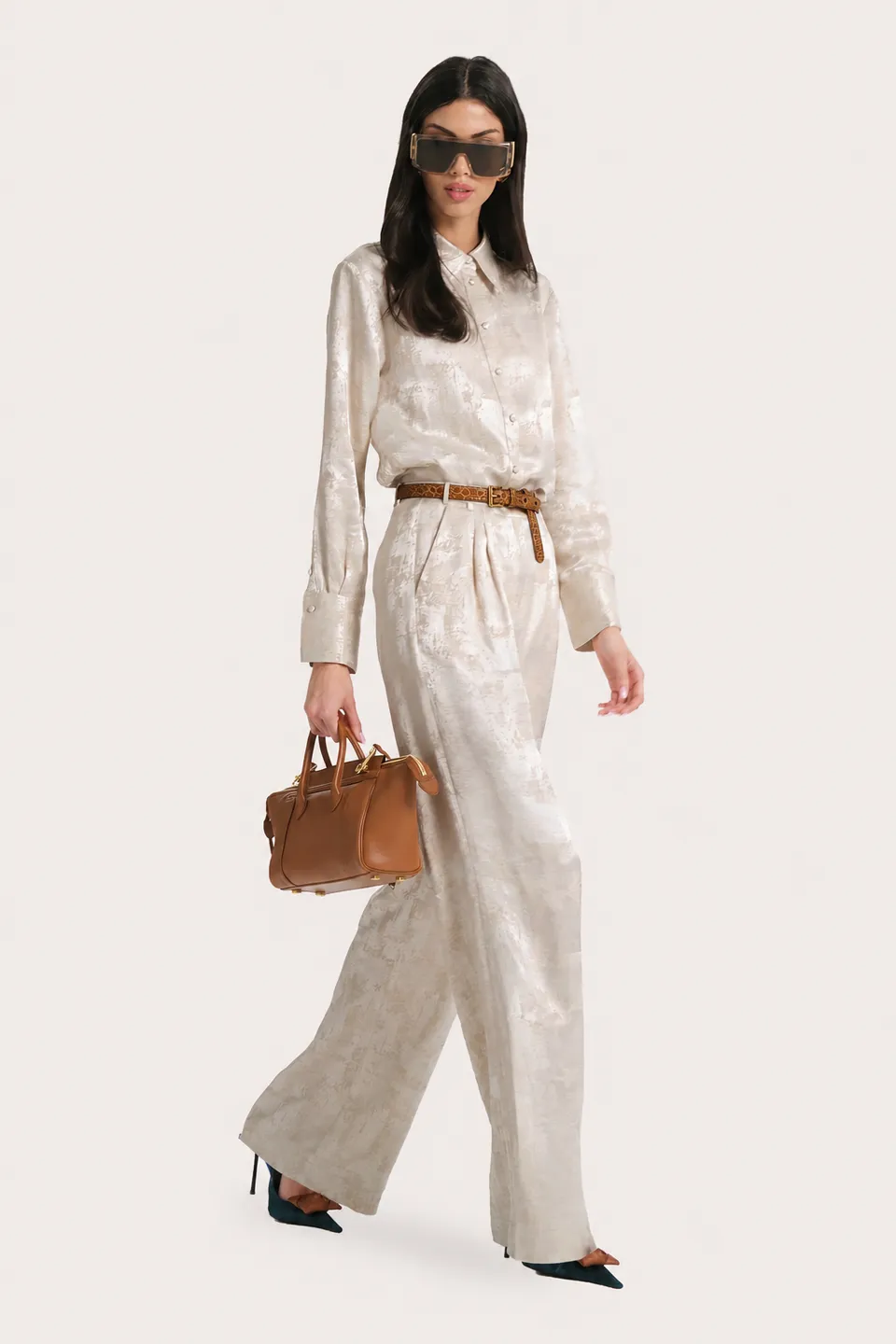 Elie Tahari Terra bluzka lniana Neutral
