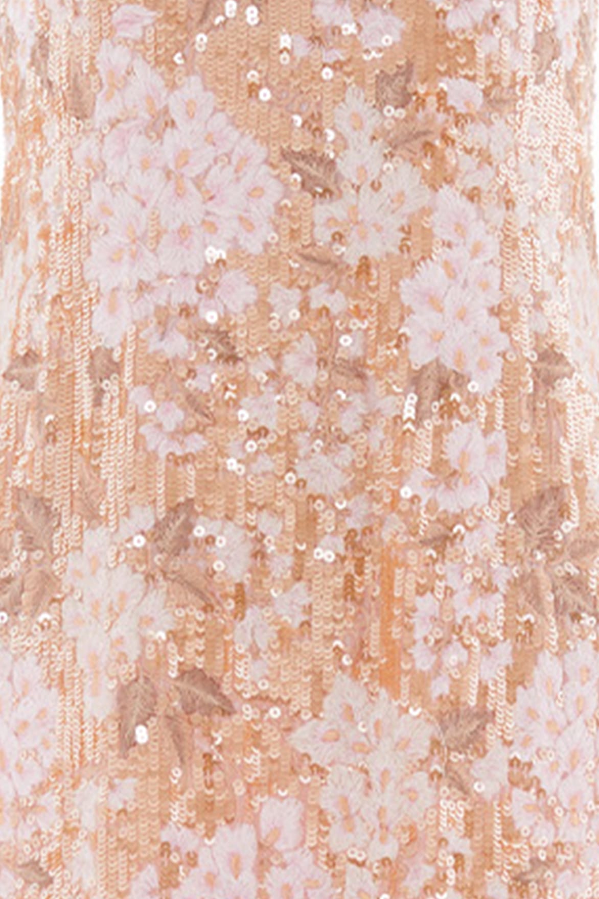 Needle & Thread Wisteria Shimmer Georgette suknia Gold cekiny