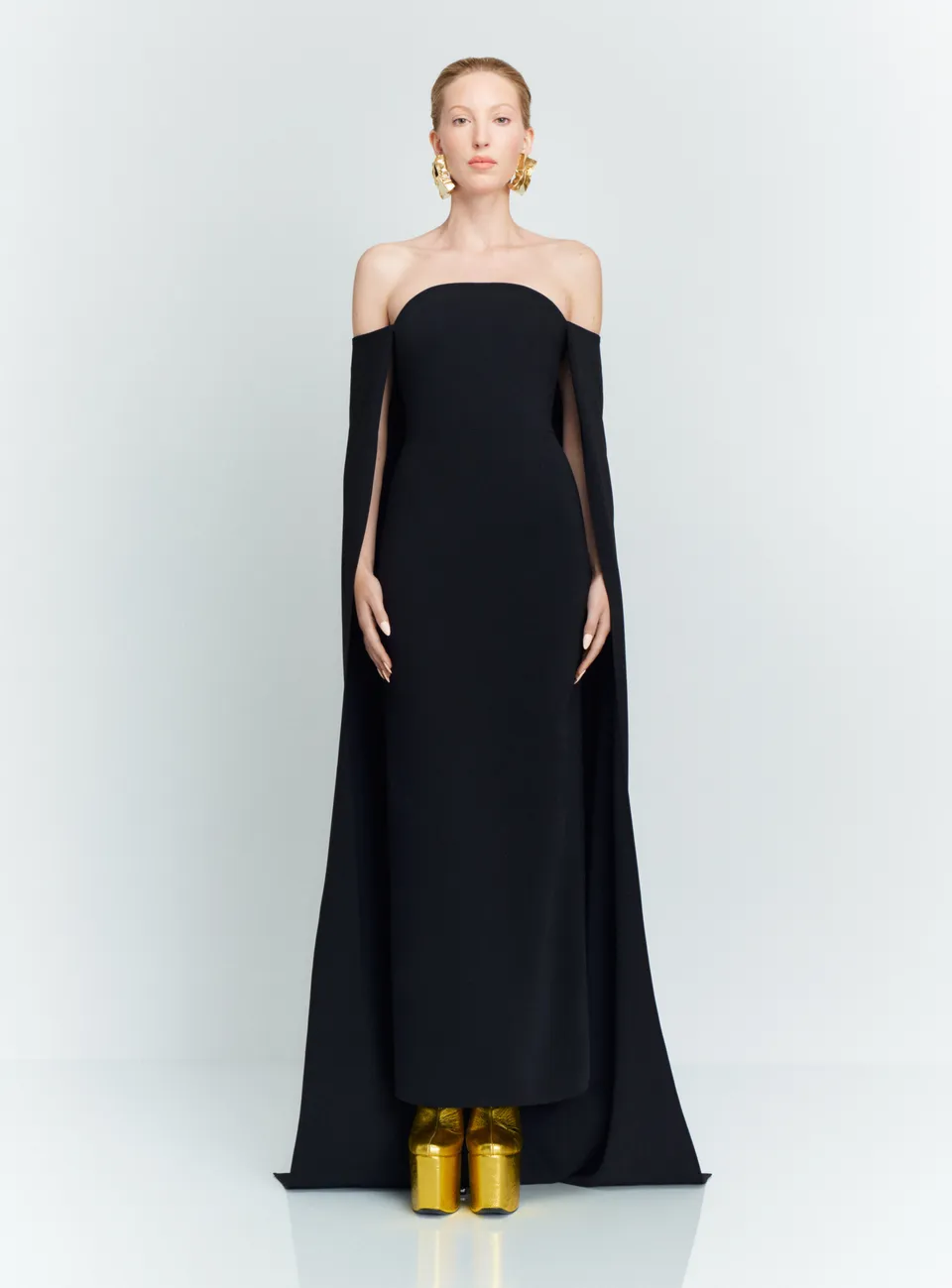 Solace London Fia sukienka maxi czarna bez ramiączek