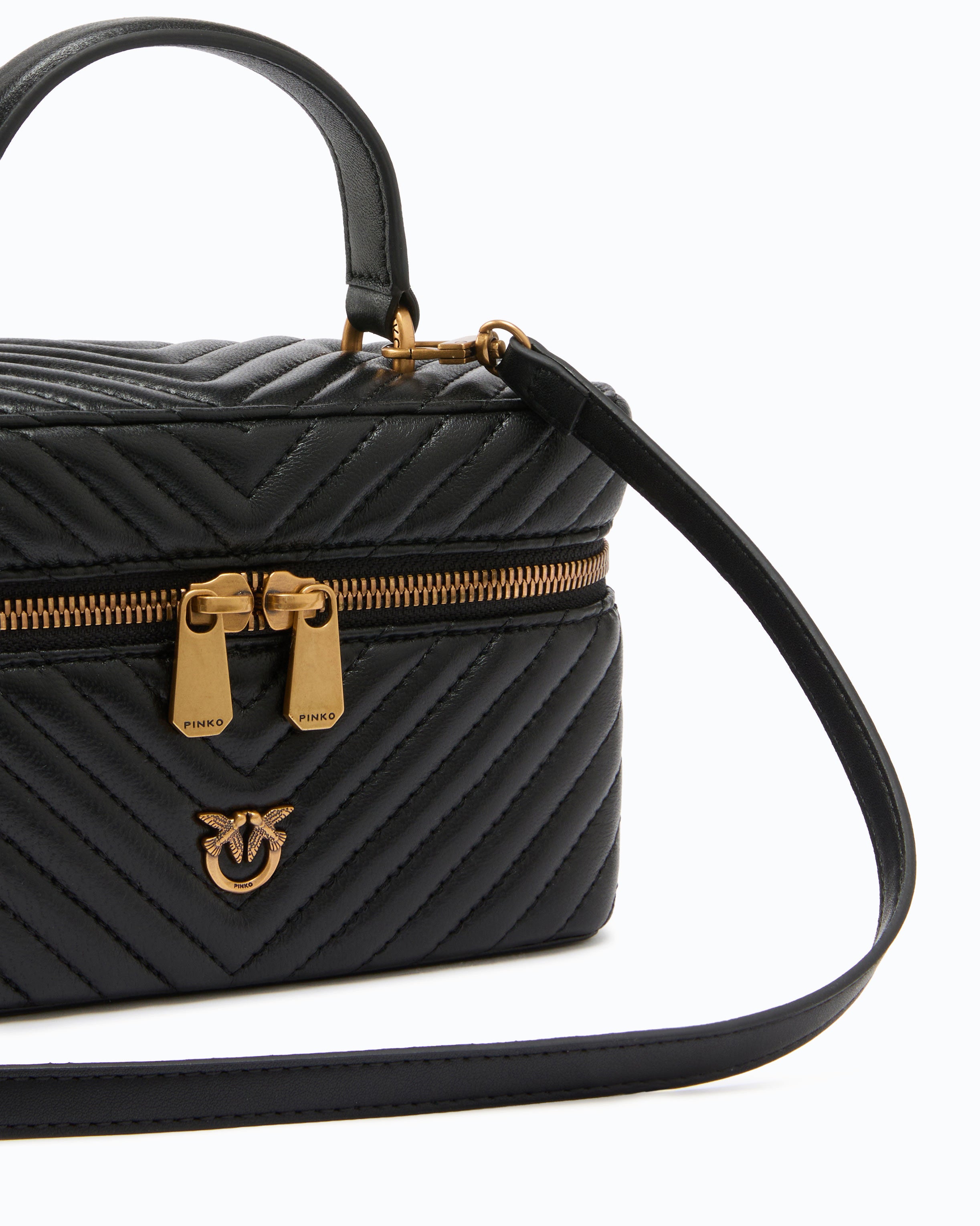 Pinko Vanity Soft Mini torebka czarna skora pikowana