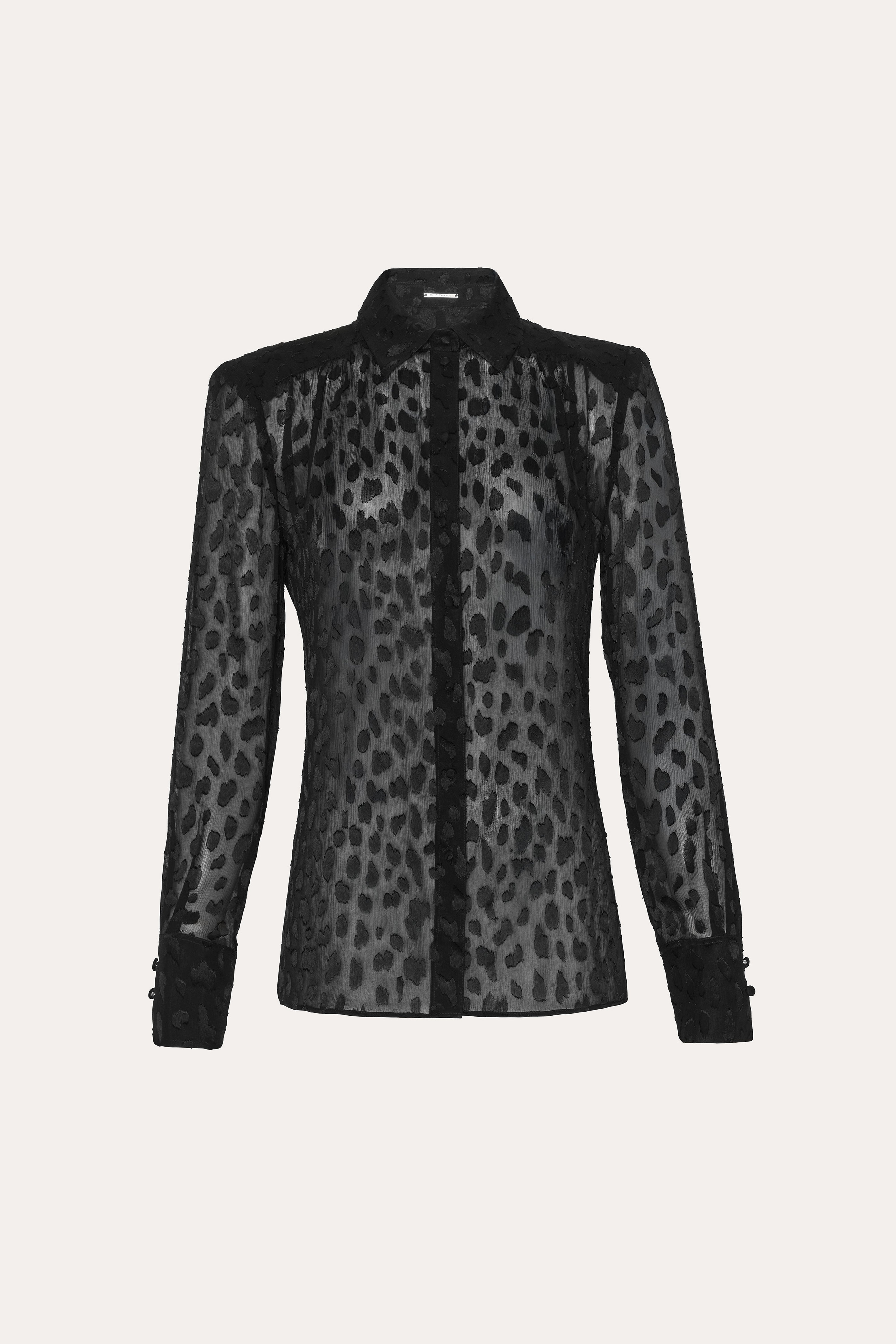 Elie Tahari Burnout Tie Button Down koszula czarna jedwabna