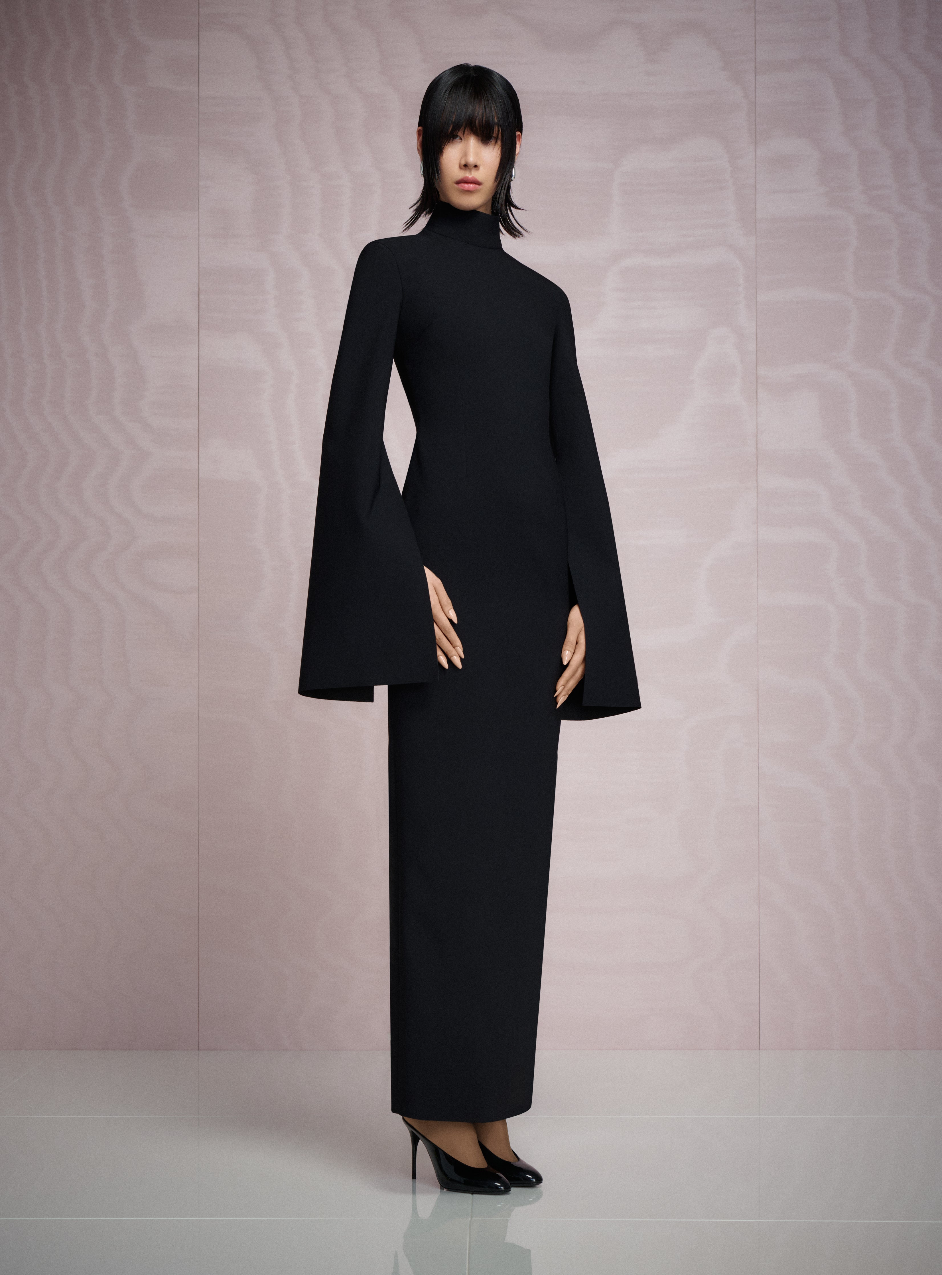 SOLACE LONDON Josefine sukienka maxi czarna długi rękaw