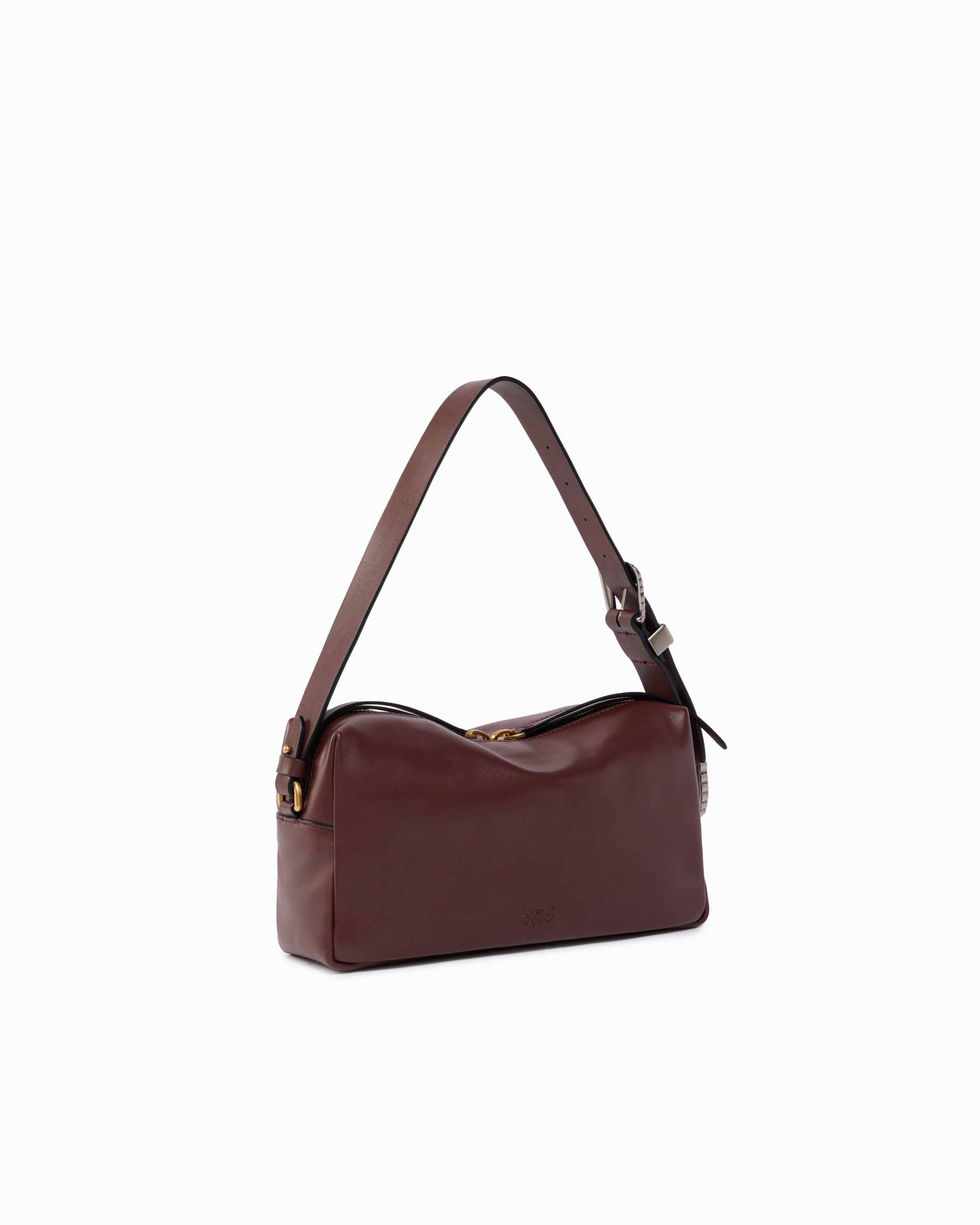 Pinko Triptych Bowling Bag torebka kuferek skóra new biker