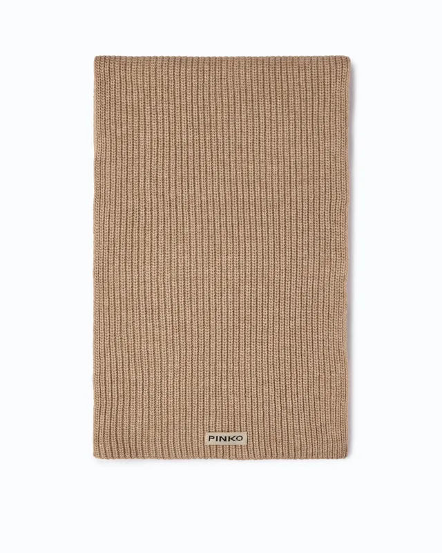 Pinko Slovenia Scarf szalik beżowy wełniany