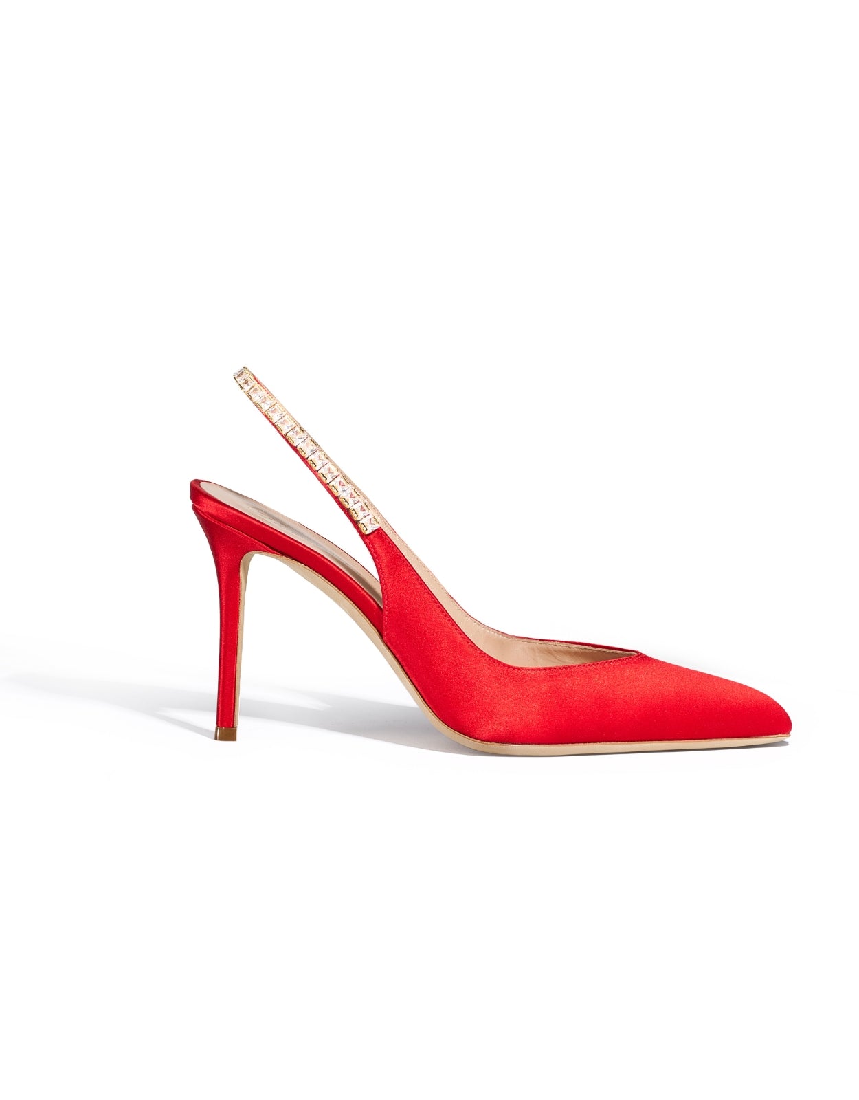 Temperley London Raven Slingbacks szpilki czerwone satyna