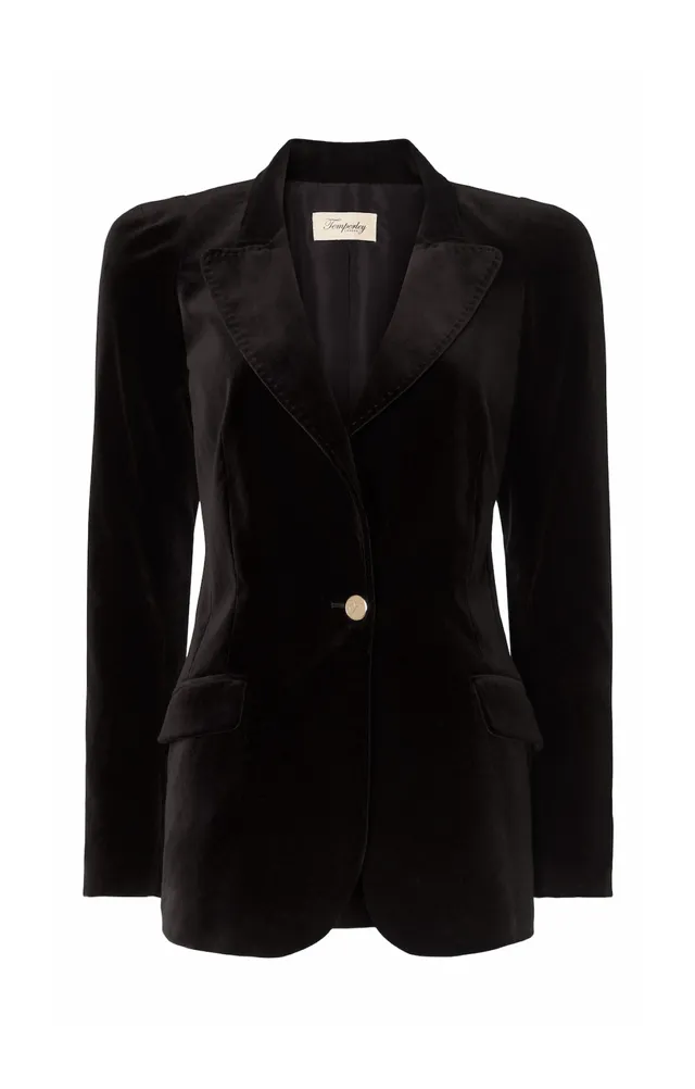 Temperley London Clove żakiet welurowy czarny taliowany