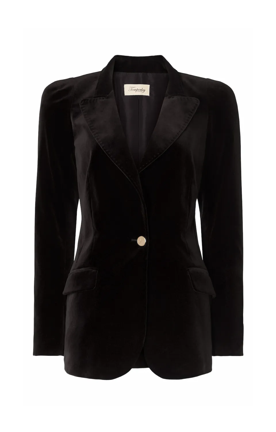 Temperley London Clove żakiet welurowy czarny taliowany