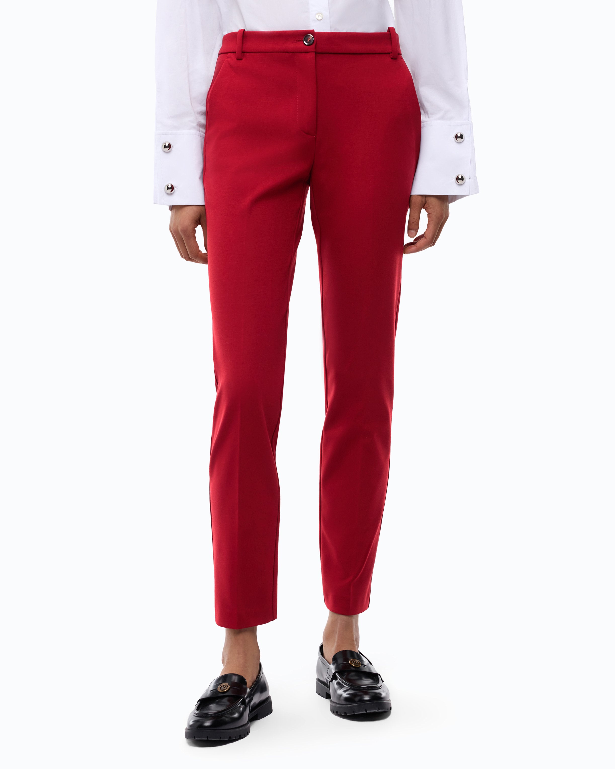 Pinko spodnie slim eleganckie czerwone wiskozowe