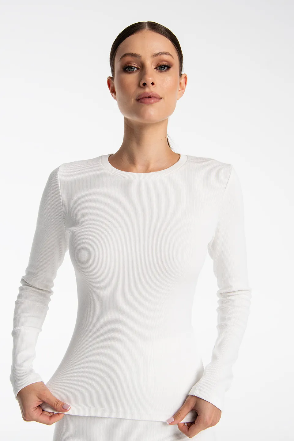 Nudyess Eos top longsleeve Ecru prążkowany