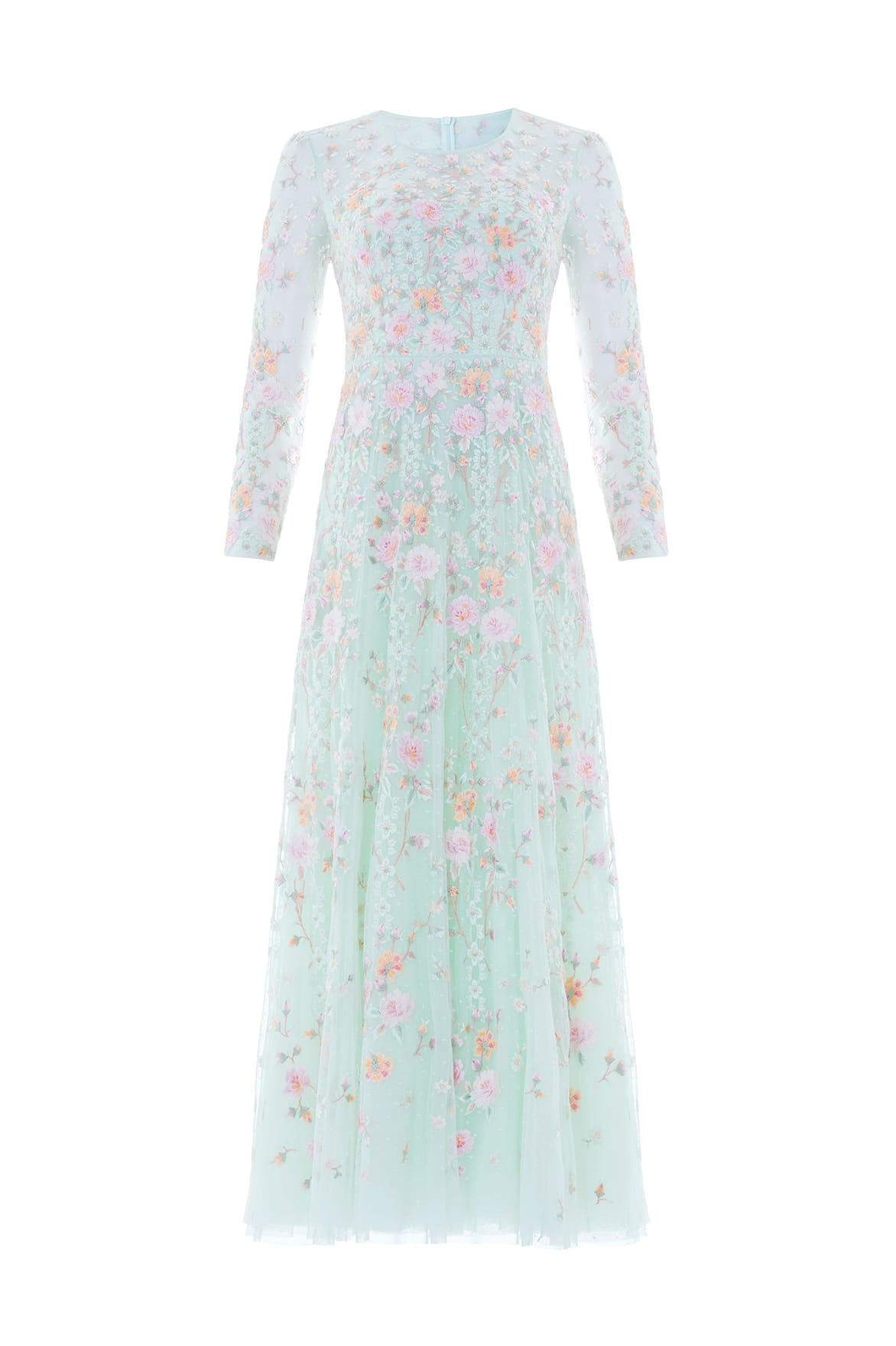 Needle & Thread Garden Rose Ankle Gown sukienka zielona haft
